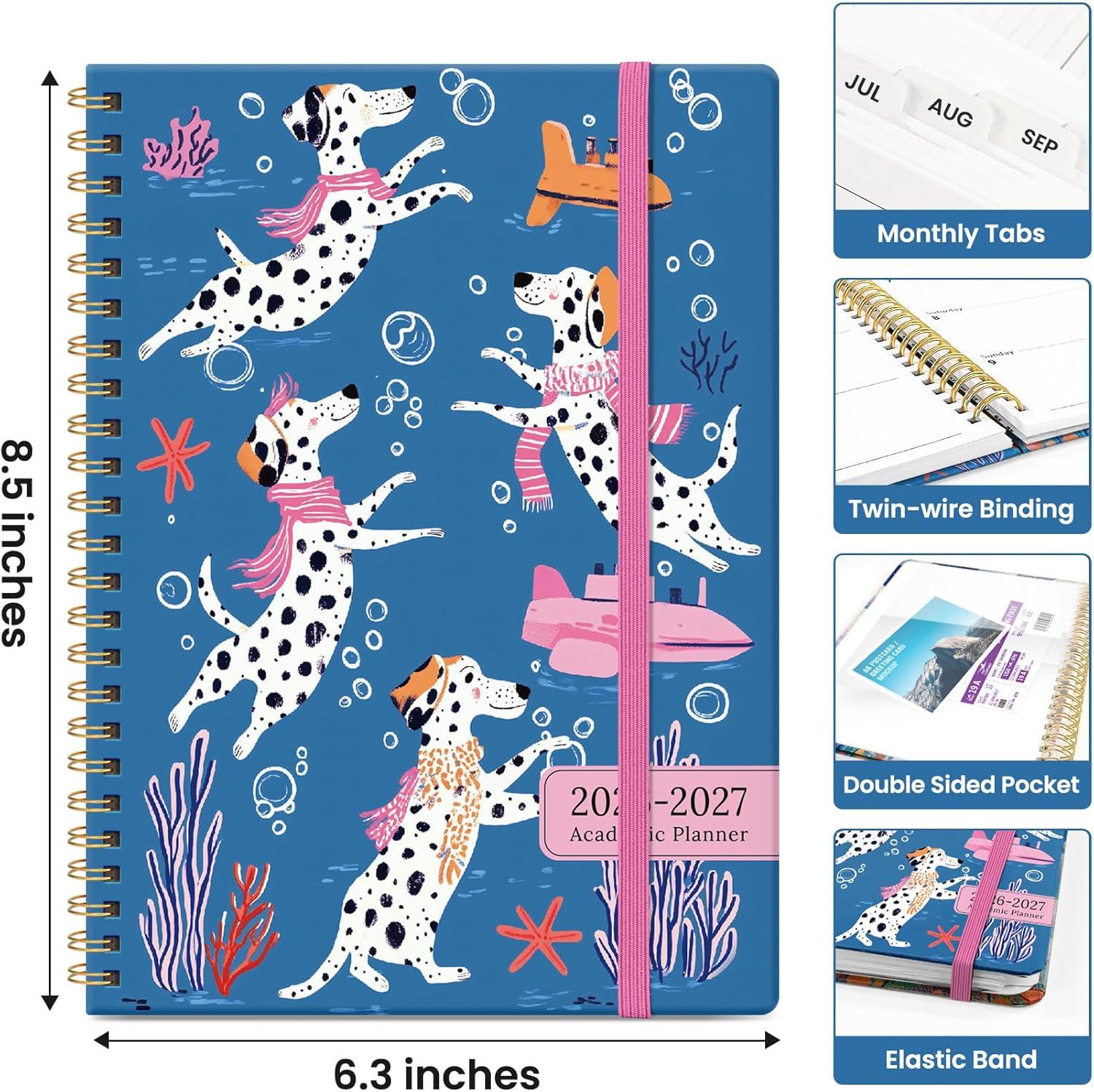 image:imagePlanner 20262027 Academic Monthly Weekly Spiral Calendar July 2026 June 2027 Hardcover Agenda Notebook with Tabs 85 x 11 Perfect for Students Teachers School amp Daily Planning Twilight BloomUSubmerged Dalmatians