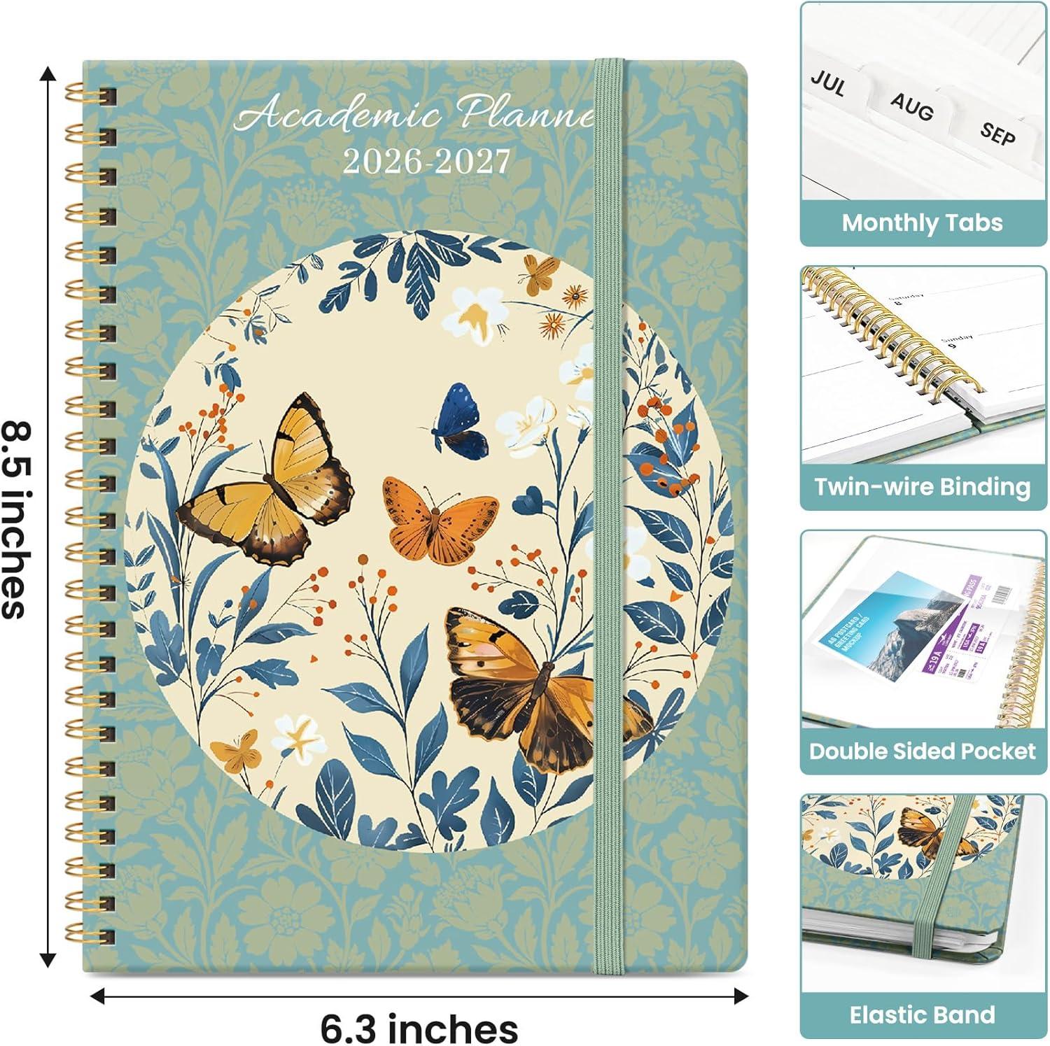 image:imagePlanner 20262027 Academic Monthly Weekly Spiral Calendar July 2026 June 2027 Hardcover Agenda Notebook with Tabs 85 x 11 Perfect for Students Teachers School amp Daily Planning Twilight BloomMFloral Halo