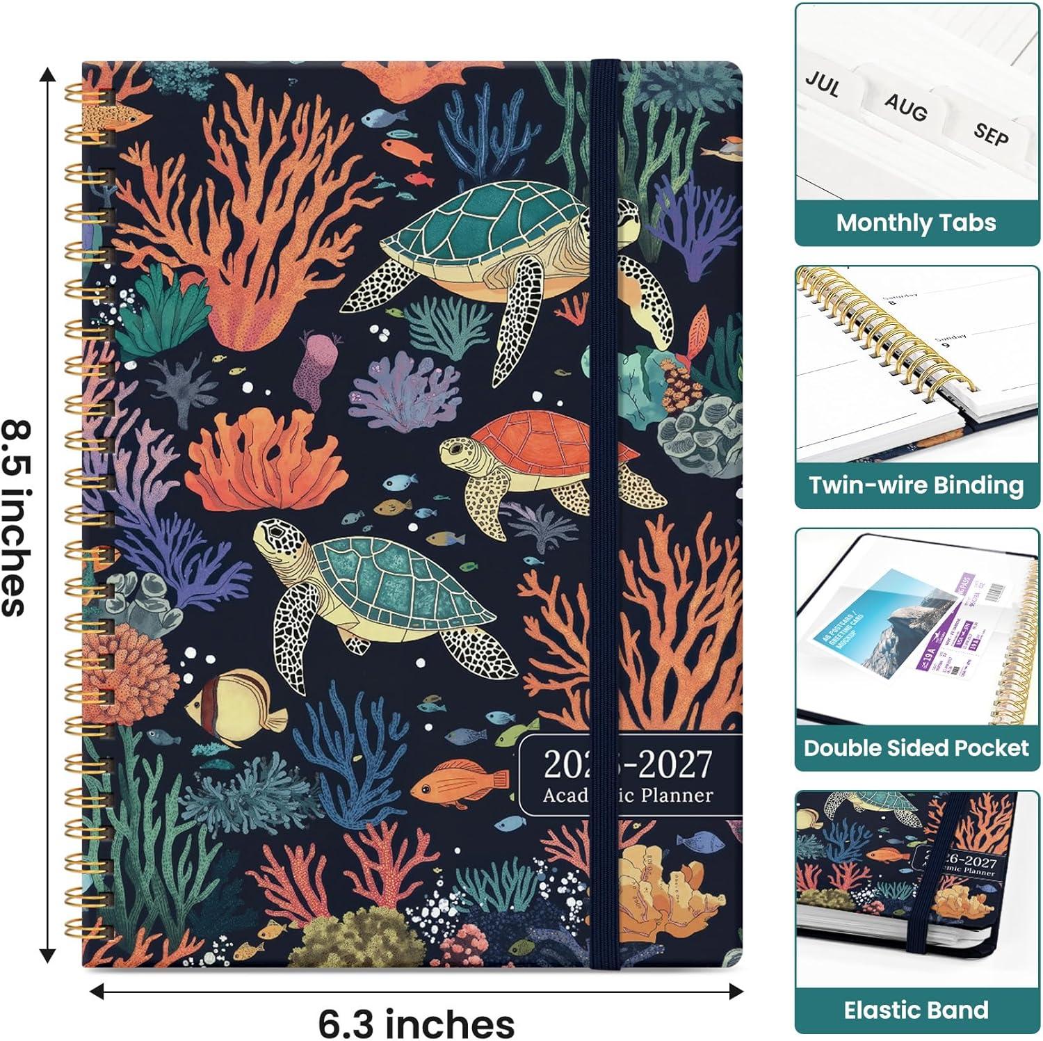 image:imagePlanner 20262027 Academic Monthly Weekly Spiral Calendar July 2026 June 2027 Hardcover Agenda Notebook with Tabs 85 x 11 Perfect for Students Teachers School amp Daily Planning Twilight BloomQTurtle Meeting