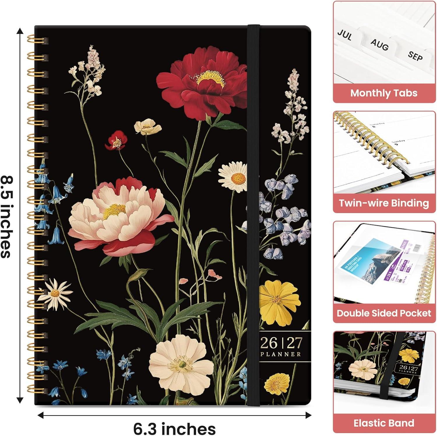 image:imagePlanner 20262027 Academic Monthly and Weekly Calendar Planner for Women July 2026 June 2027 Hardcover Pretty Agenda Planner Book with Tabs Spiral Daily Organizer for School Office Home Supplies 63 x 85 Blue FloralIPeony Bloom