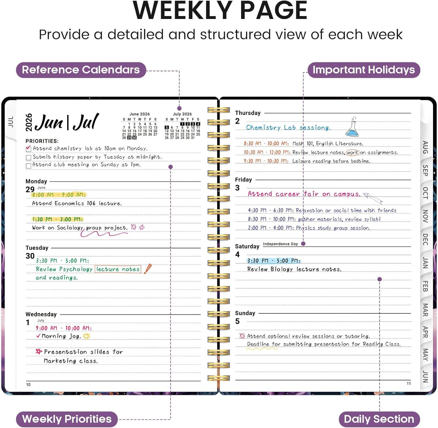 image:imagePlanner 20262027 Academic Monthly and Weekly Calendar Planner for Women July 2026 June 2027 Hardcover Pretty Agenda Planner Book with Tabs Spiral Daily Organizer for School Office Home Supplies 63 x 85 Blue FloralTCoral Dream