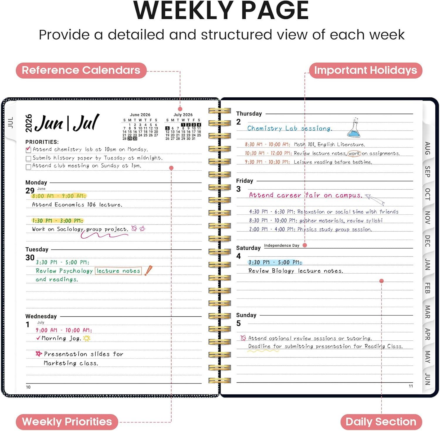 image:imagePlanner 20262027 Academic Monthly and Weekly Calendar Planner for Women July 2026 June 2027 Hardcover Pretty Agenda Planner Book with Tabs Spiral Daily Organizer for School Office Home Supplies 63 x 85 Blue FloralCGarden of Whimsy
