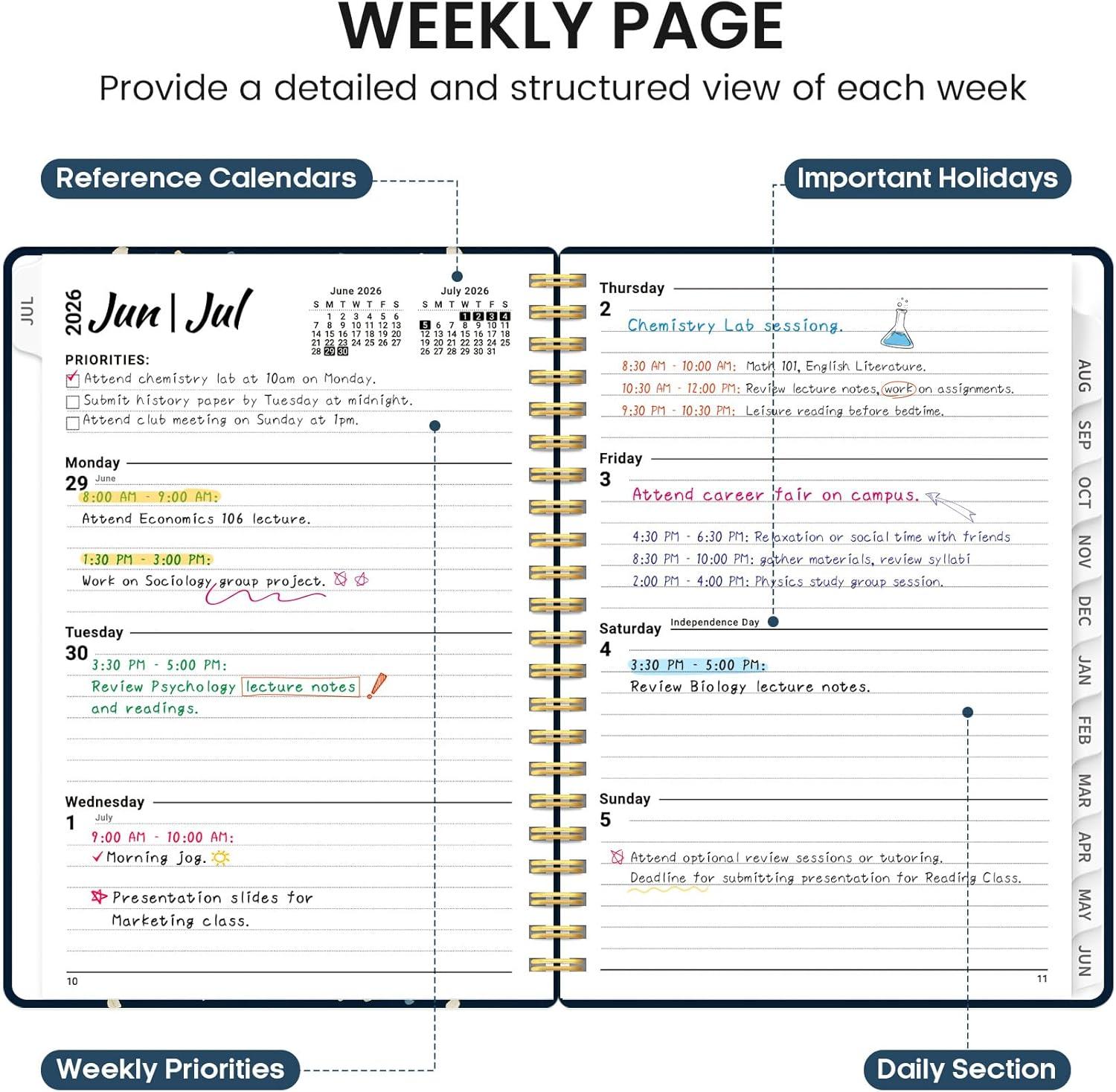 image:imagePlanner 20262027 Academic Monthly and Weekly Calendar Planner for Women July 2026 June 2027 Hardcover Pretty Agenda Planner Book with Tabs Spiral Daily Organizer for School Office Home Supplies 63 x 85 Blue FloralKBlue Patchwork
