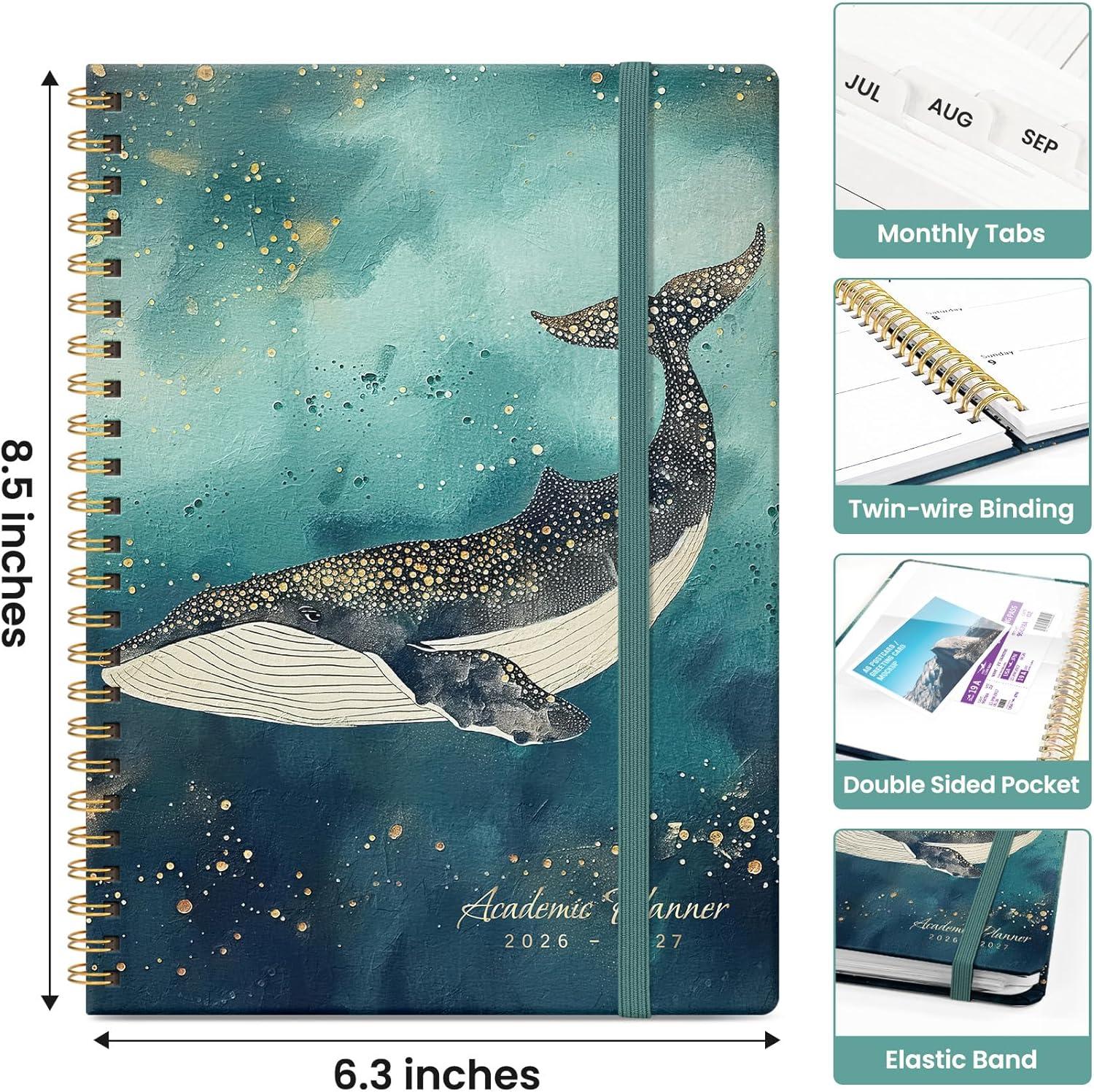image:imagePlanner 20262027 Academic Monthly and Weekly Calendar Planner for Women July 2026 June 2027 Hardcover Pretty Agenda Planner Book with Tabs Spiral Daily Organizer for School Office Home Supplies 63 x 85 Blue FloralEWhale Dreams