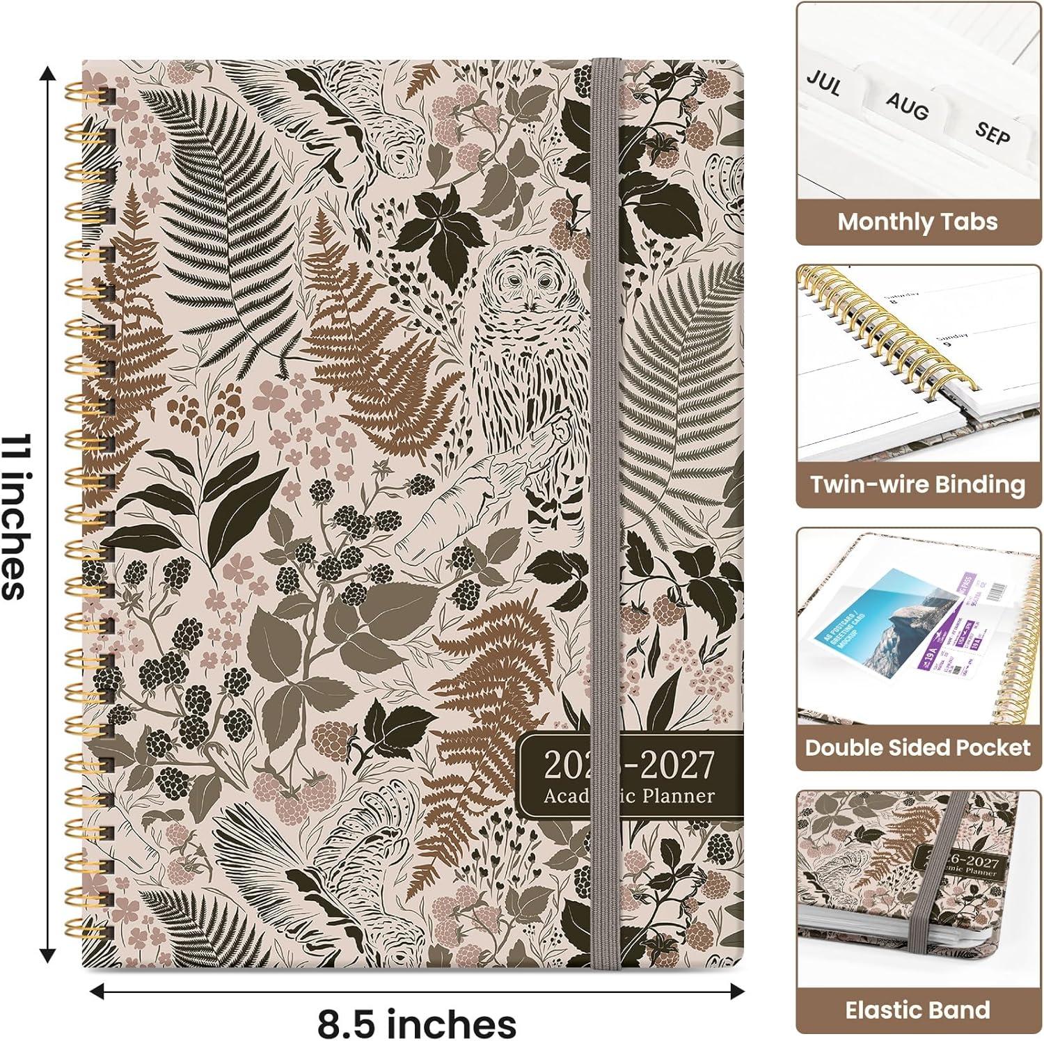 image:imagePlanner 20262027 Academic Monthly and Weekly Calendar Planner for Women July 2026 June 2027 Hardcover Pretty Agenda Planner Book with Tabs Spiral Daily Organizer for School Office Home Supplies 63 x 85 Blue FloralGMagical Forest