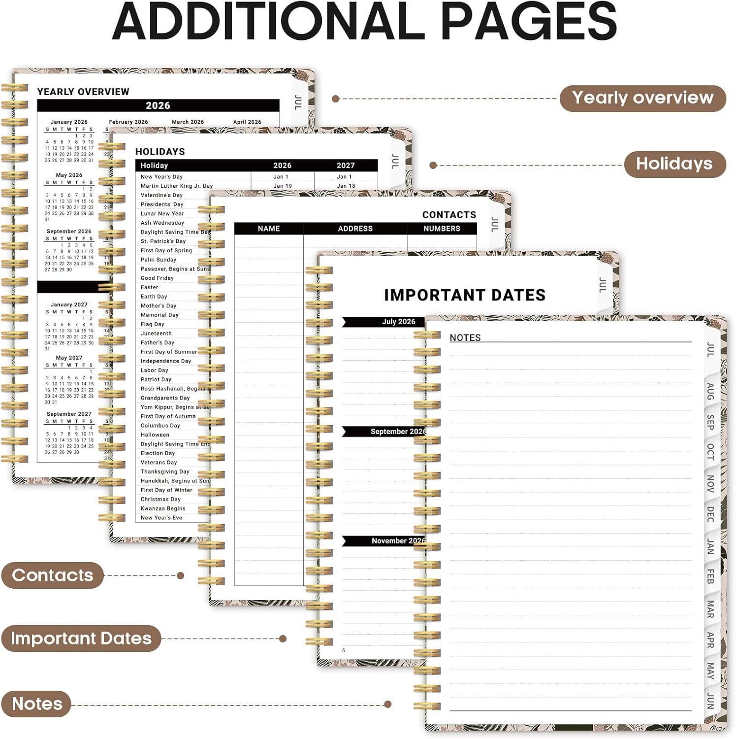 image:imagePlanner 20262027 Academic Monthly and Weekly Calendar Planner for Women July 2026 June 2027 Hardcover Pretty Agenda Planner Book with Tabs Spiral Daily Organizer for School Office Home Supplies 63 x 85 Blue FloralGMagical Forest