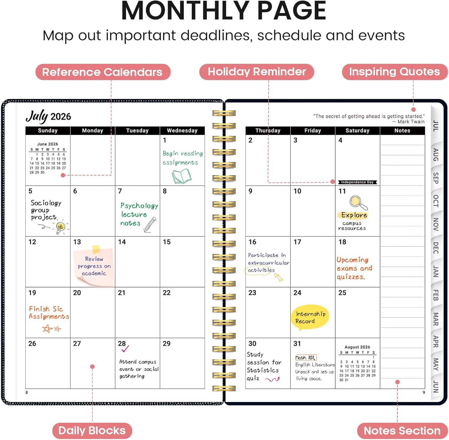 image:imagePlanner 20262027 Academic Monthly and Weekly Calendar Planner for Women July 2026 June 2027 Hardcover Pretty Agenda Planner Book with Tabs Spiral Daily Organizer for School Office Home Supplies 63 x 85 Blue FloralCGarden of Whimsy