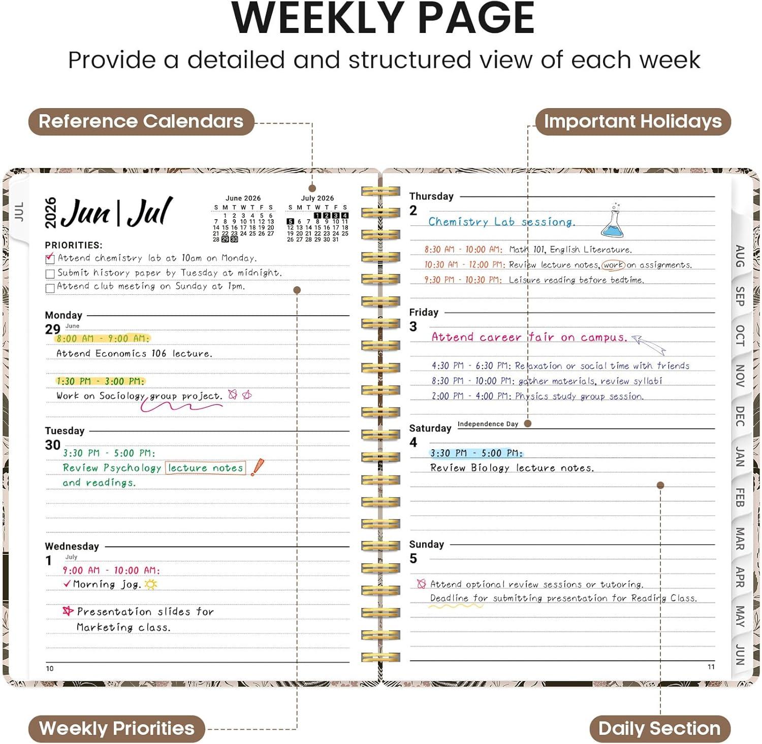 image:imagePlanner 20262027 Academic Monthly and Weekly Calendar Planner for Women July 2026 June 2027 Hardcover Pretty Agenda Planner Book with Tabs Spiral Daily Organizer for School Office Home Supplies 63 x 85 Blue FloralGMagical Forest