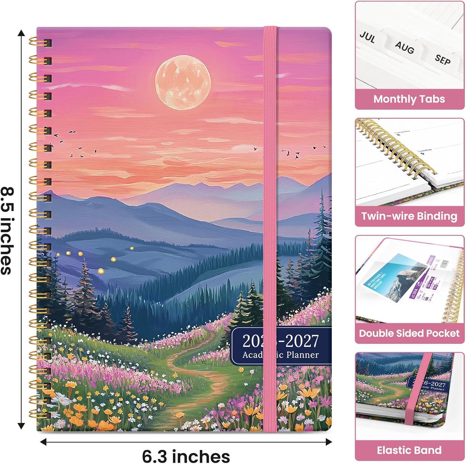 image:imagePlanner 20262027 Academic Monthly and Weekly Calendar Planner for Women July 2026 June 2027 Hardcover Pretty Agenda Planner Book with Tabs Spiral Daily Organizer for School Office Home Supplies 63 x 85 Blue FloralMDreamscape Hills
