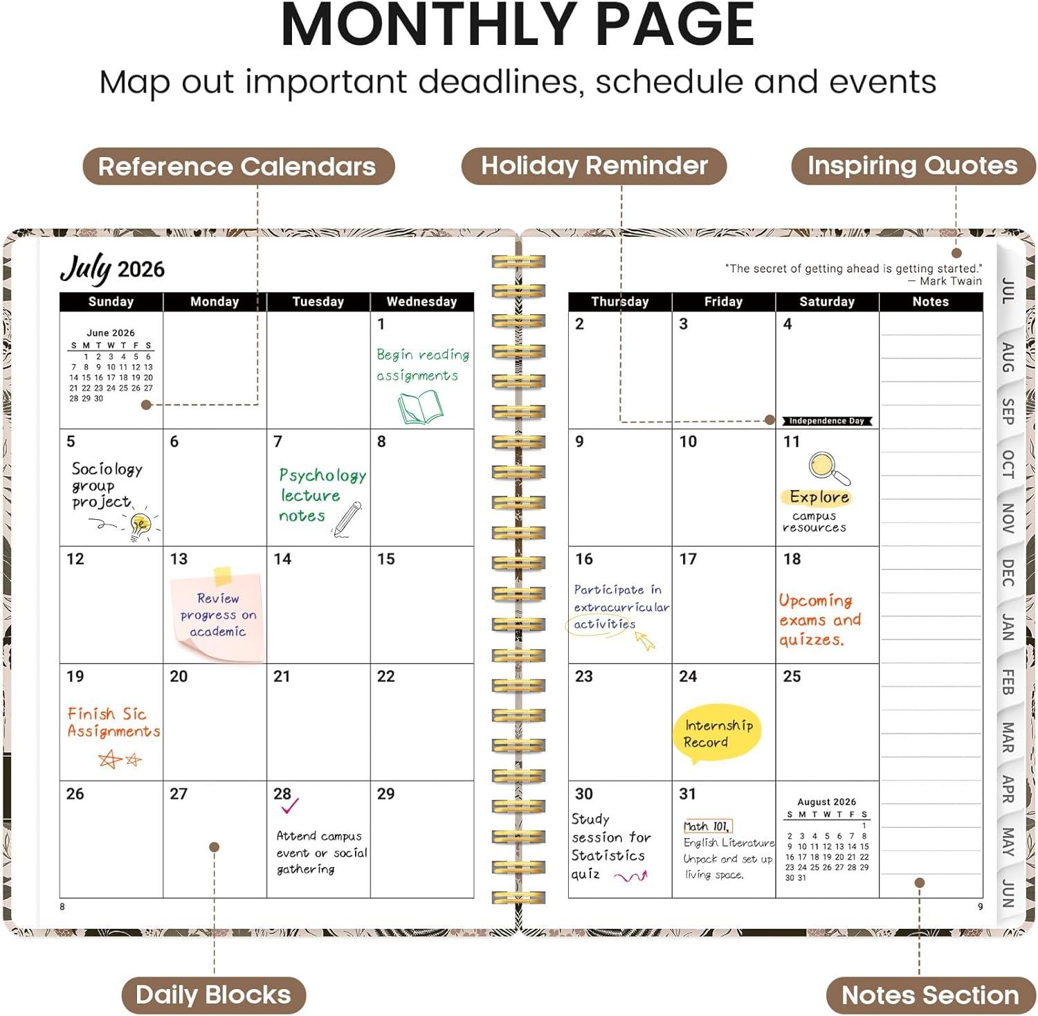image:imagePlanner 20262027 Academic Monthly and Weekly Calendar Planner for Women July 2026 June 2027 Hardcover Pretty Agenda Planner Book with Tabs Spiral Daily Organizer for School Office Home Supplies 63 x 85 Blue FloralGMagical Forest
