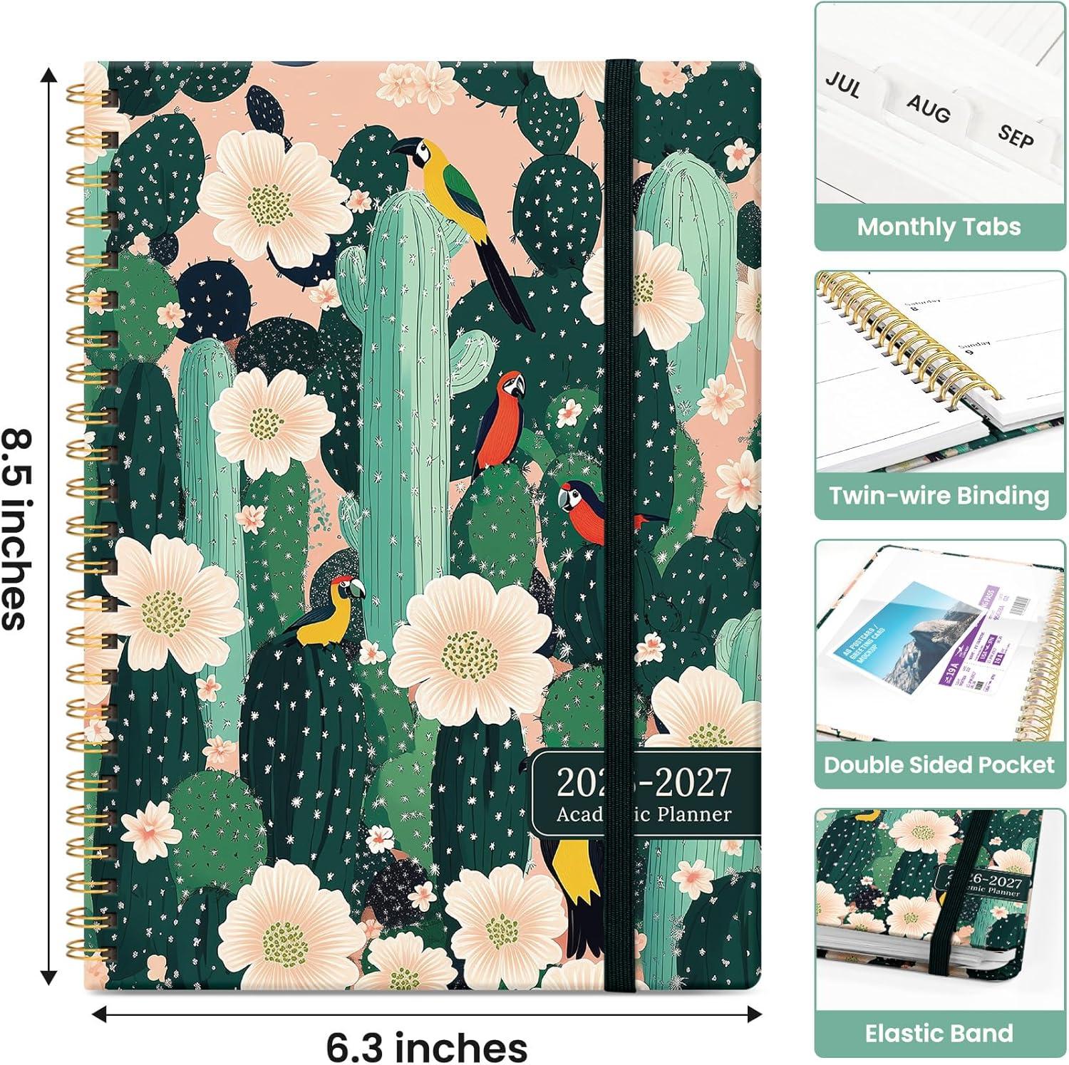 image:imagePlanner 20262027 Academic Monthly and Weekly Calendar Planner for Women July 2026 June 2027 Hardcover Pretty Agenda Planner Book with Tabs Spiral Daily Organizer for School Office Home Supplies 63 x 85 Blue FloralUDesert Garden
