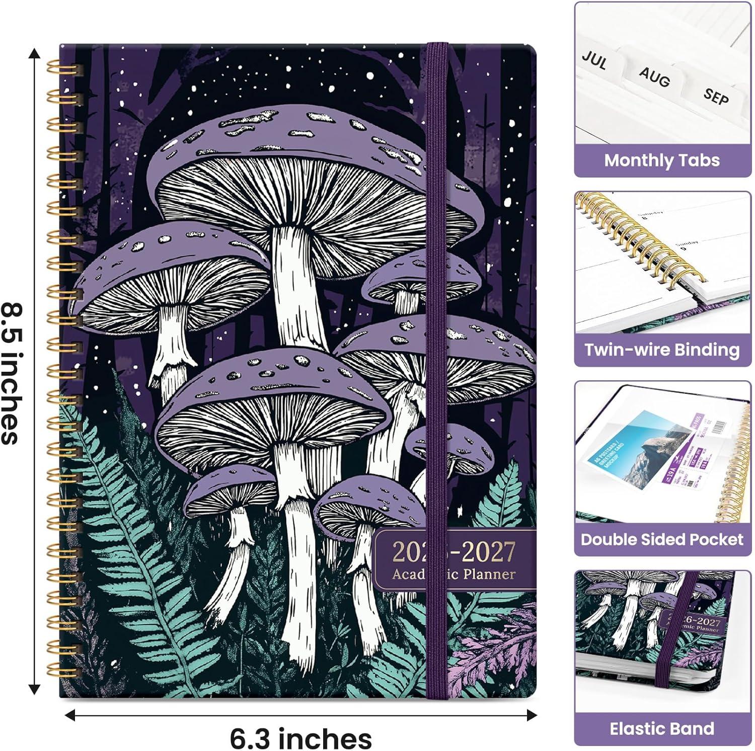 image:imagePlanner 20262027 Academic Monthly and Weekly Calendar Planner for Women July 2026 June 2027 Hardcover Pretty Agenda Planner Book with Tabs Spiral Daily Organizer for School Office Home Supplies 63 x 85 Blue FloralZEnchanted Fungi