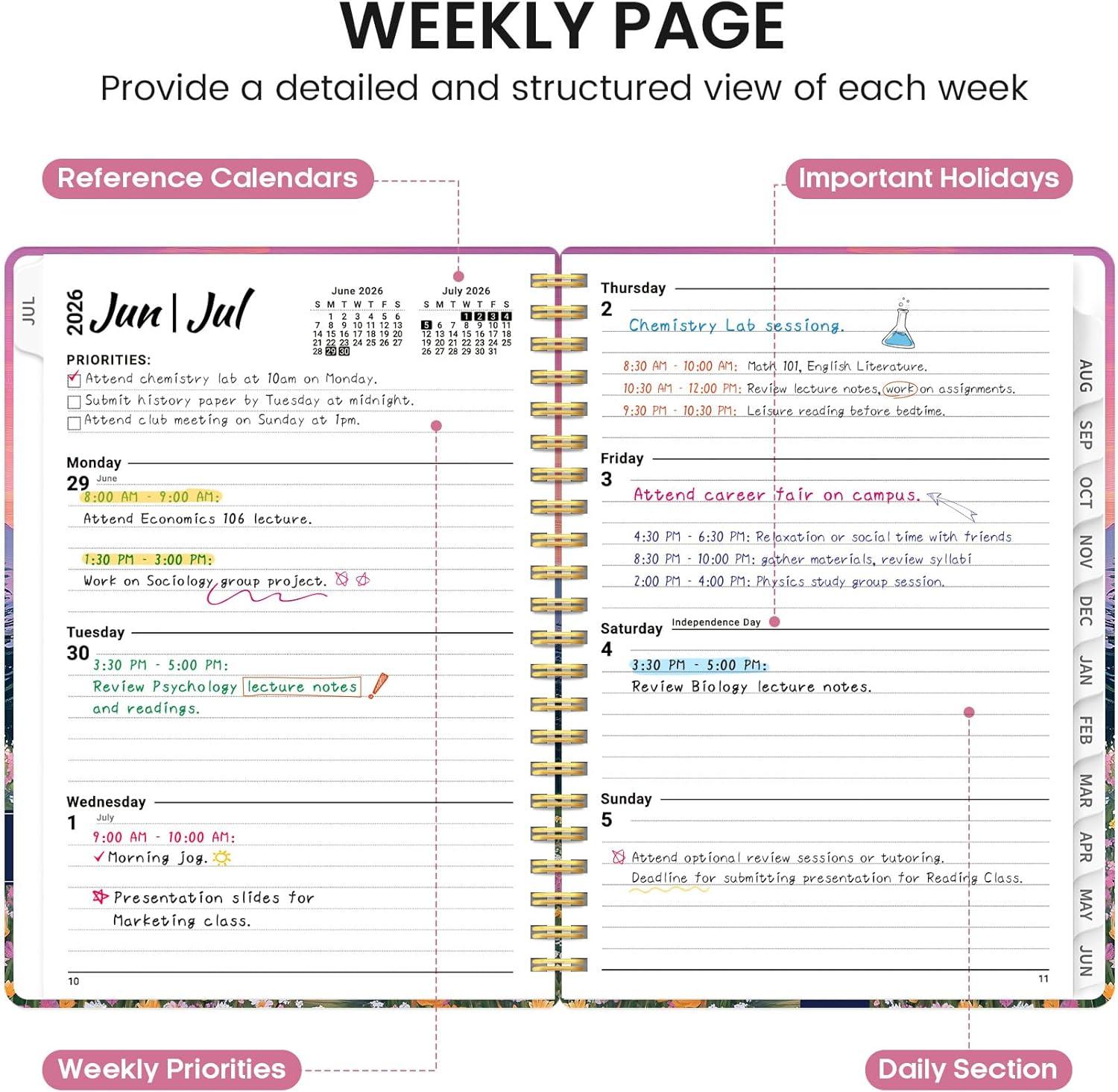 image:imagePlanner 20262027 Academic Monthly and Weekly Calendar Planner for Women July 2026 June 2027 Hardcover Pretty Agenda Planner Book with Tabs Spiral Daily Organizer for School Office Home Supplies 63 x 85 Blue FloralMDreamscape Hills