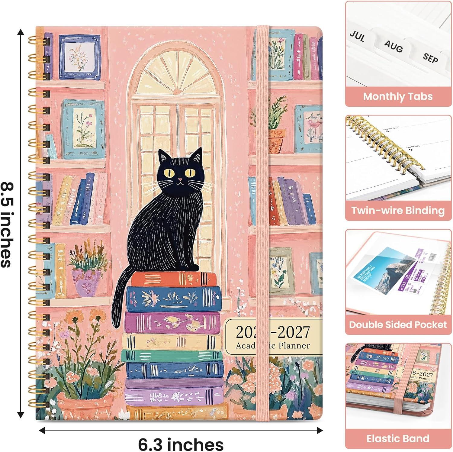 image:imagePlanner 20262027 Academic Monthly and Weekly Calendar Planner for Women July 2026 June 2027 Hardcover Pretty Agenda Planner Book with Tabs Spiral Daily Organizer for School Office Home Supplies 63 x 85 Blue FloralLBookish Kitty