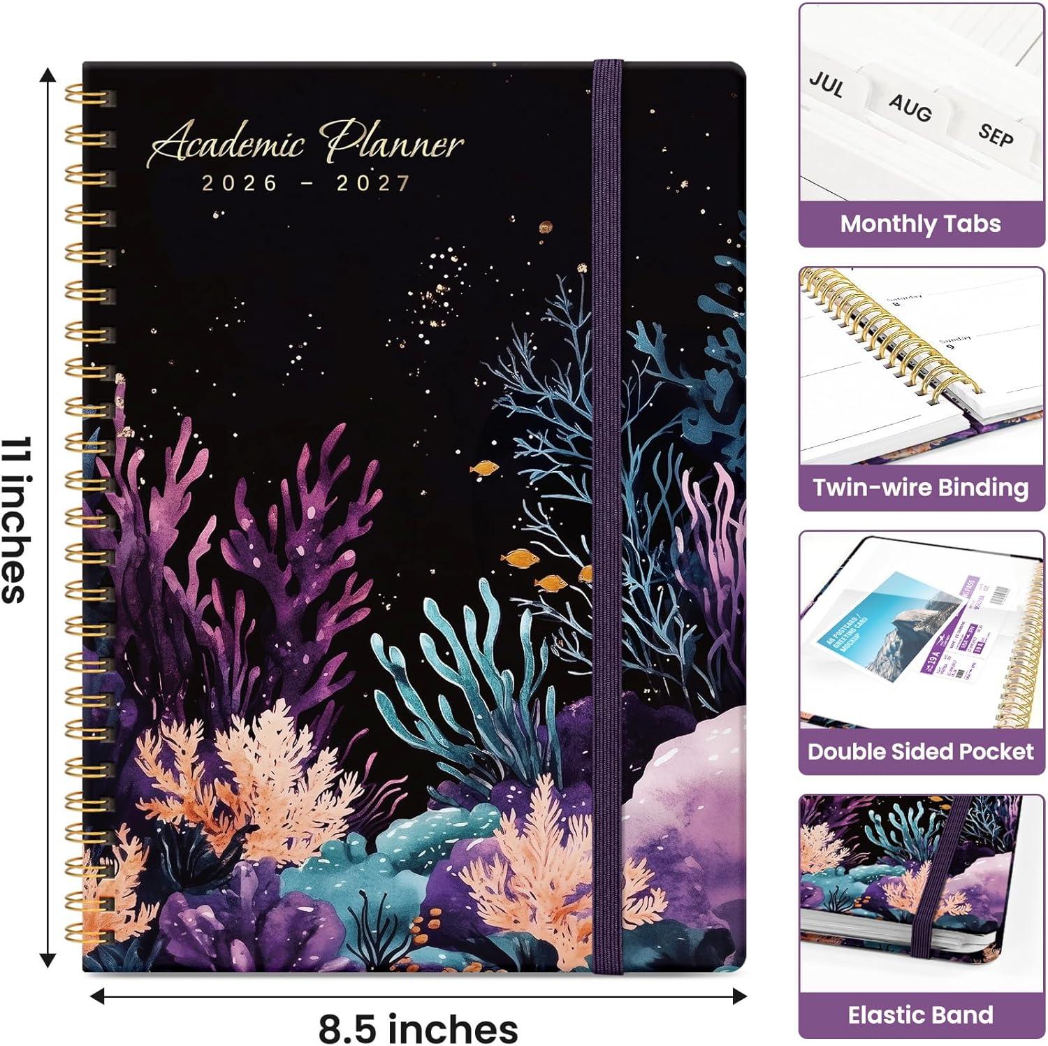 image:imagePlanner 20262027 Academic Monthly and Weekly Calendar Planner for Women July 2026 June 2027 Hardcover Pretty Agenda Planner Book with Tabs Spiral Daily Organizer for School Office Home Supplies 63 x 85 Blue FloralTCoral Dream