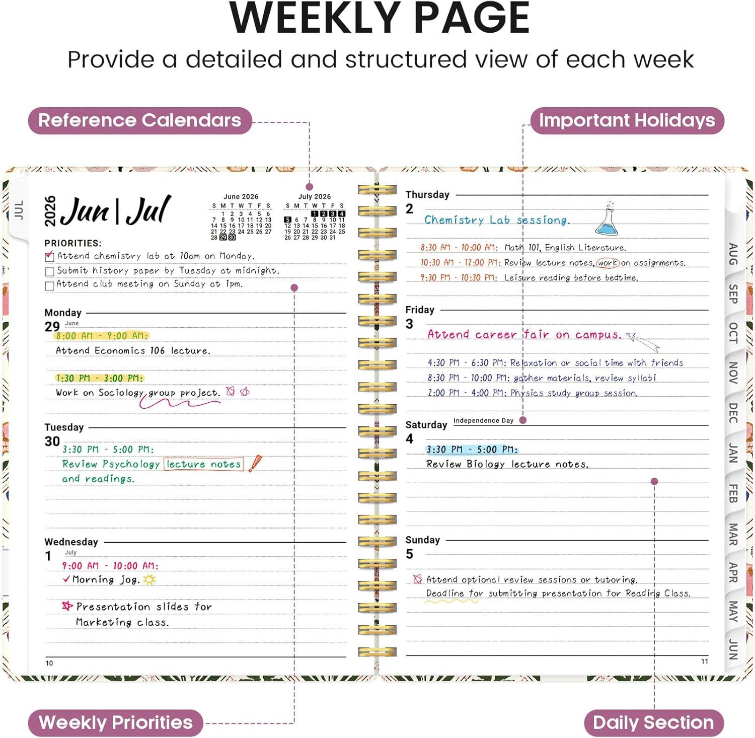 image:imagePlanner 20262027 Academic Monthly and Weekly Calendar Planner for Women July 2026 June 2027 Hardcover Pretty Agenda Planner Book with Tabs Spiral Daily Organizer for School Office Home Supplies 63 x 85 Blue FloralQButterfly Patchwork
