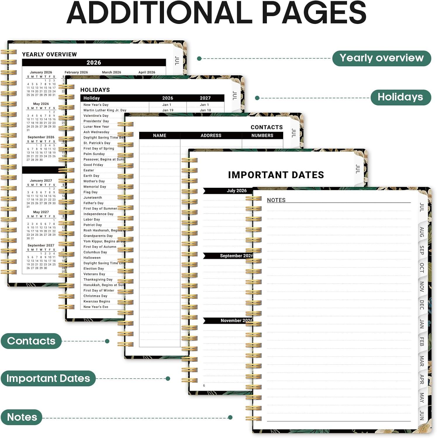 image:imagePlanner 20262027 Academic Monthly and Weekly Calendar Planner for Women July 2026 June 2027 Hardcover Pretty Agenda Planner Book with Tabs Spiral Daily Organizer for School Office Home Supplies 63 x 85 Blue FloralJForest Botanica