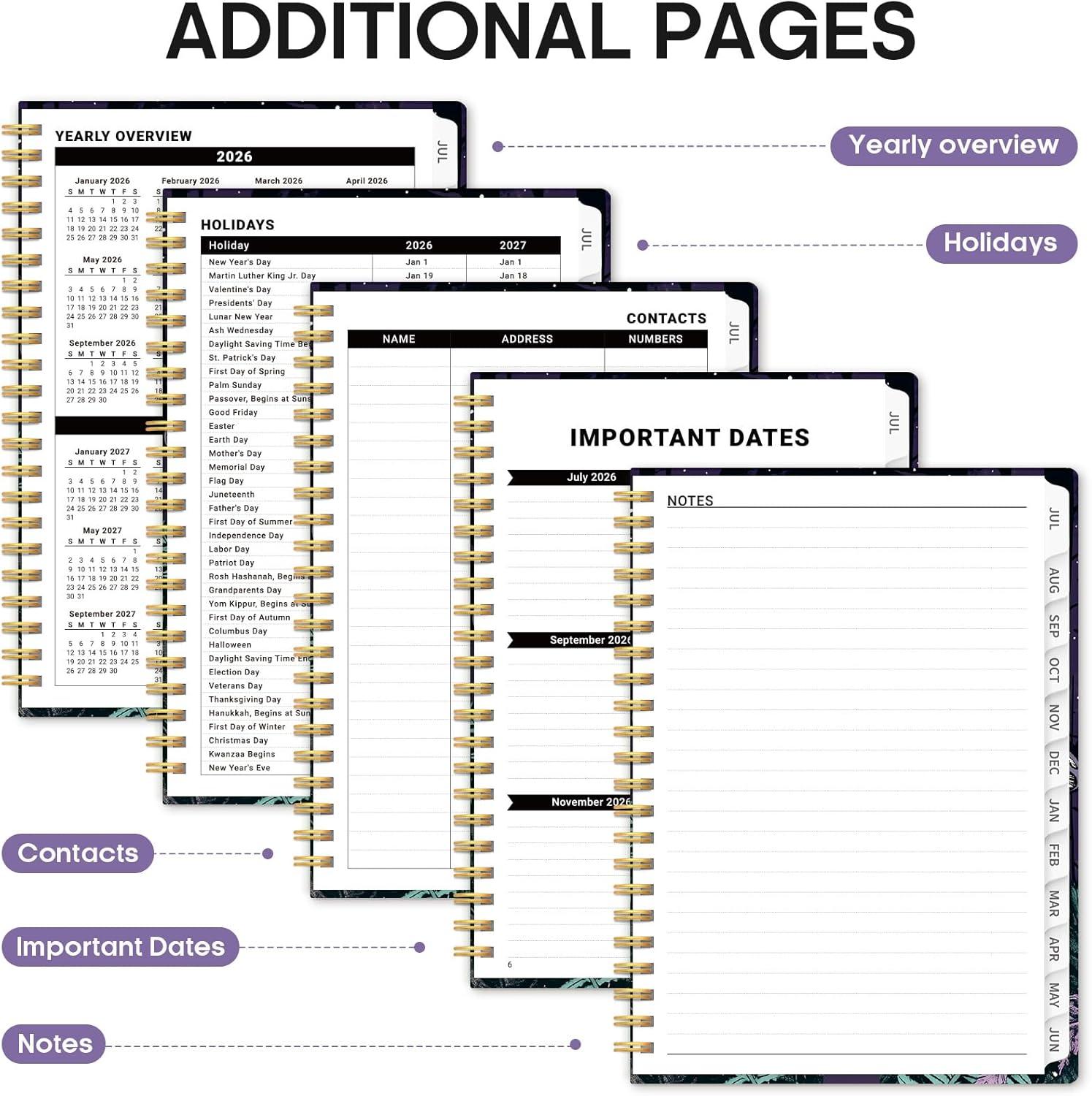 image:imagePlanner 20262027 Academic Monthly and Weekly Calendar Planner for Women July 2026 June 2027 Hardcover Pretty Agenda Planner Book with Tabs Spiral Daily Organizer for School Office Home Supplies 63 x 85 Blue FloralZEnchanted Fungi