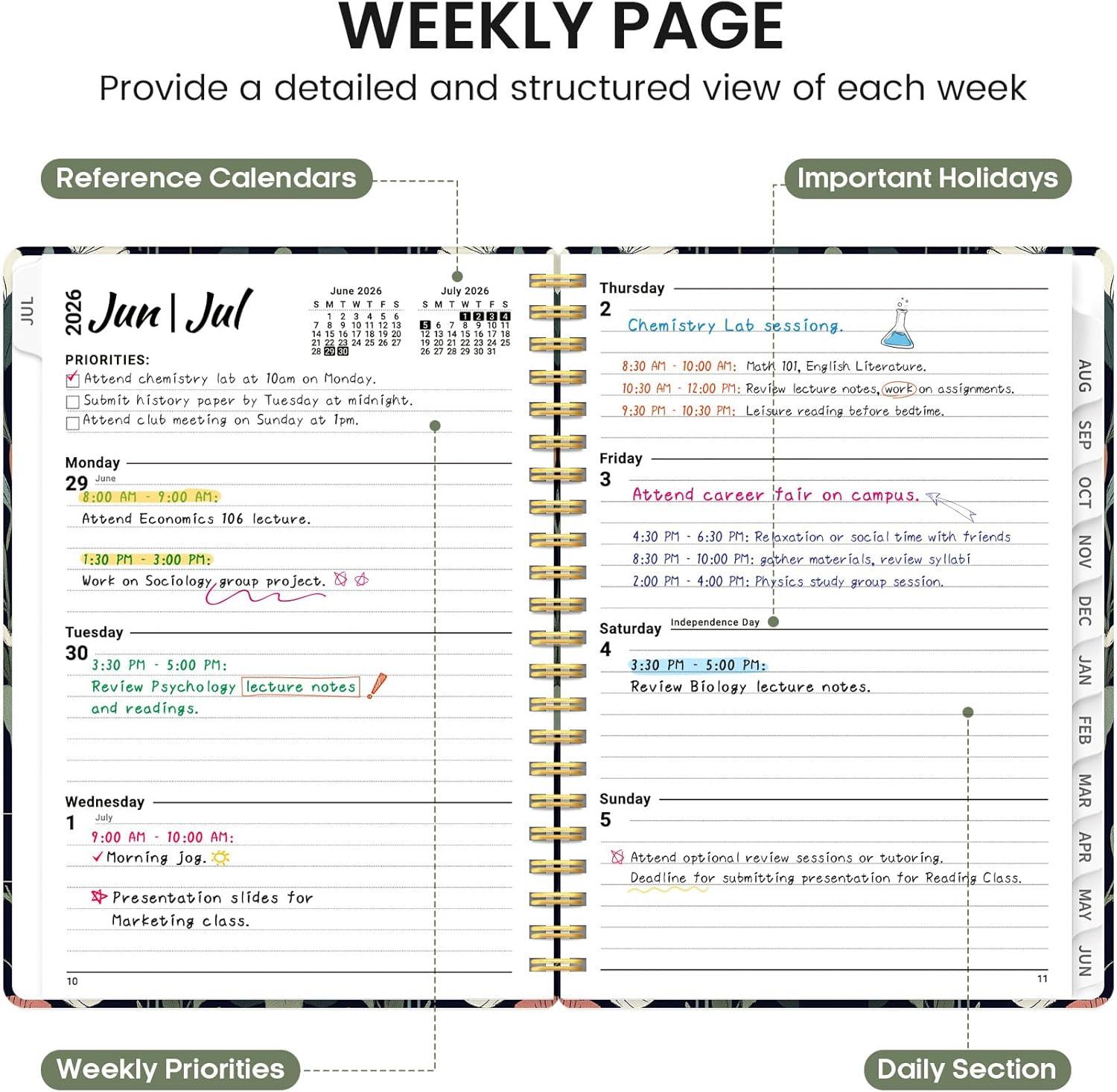 image:imagePlanner 20262027 Academic Monthly and Weekly Calendar Planner for Women July 2026 June 2027 Hardcover Pretty Agenda Planner Book with Tabs Spiral Daily Organizer for School Office Home Supplies 63 x 85 Blue FloralOButterfly Tapestry
