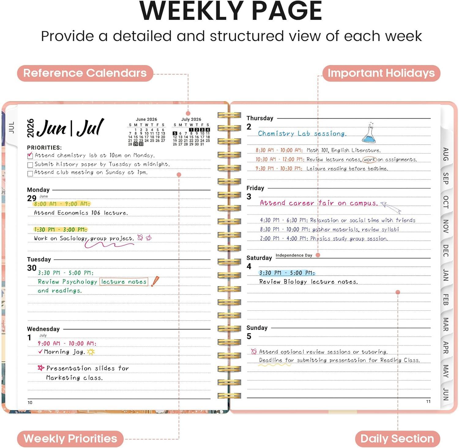 image:imagePlanner 20262027 Academic Monthly and Weekly Calendar Planner for Women July 2026 June 2027 Hardcover Pretty Agenda Planner Book with Tabs Spiral Daily Organizer for School Office Home Supplies 63 x 85 Blue FloralLBookish Kitty