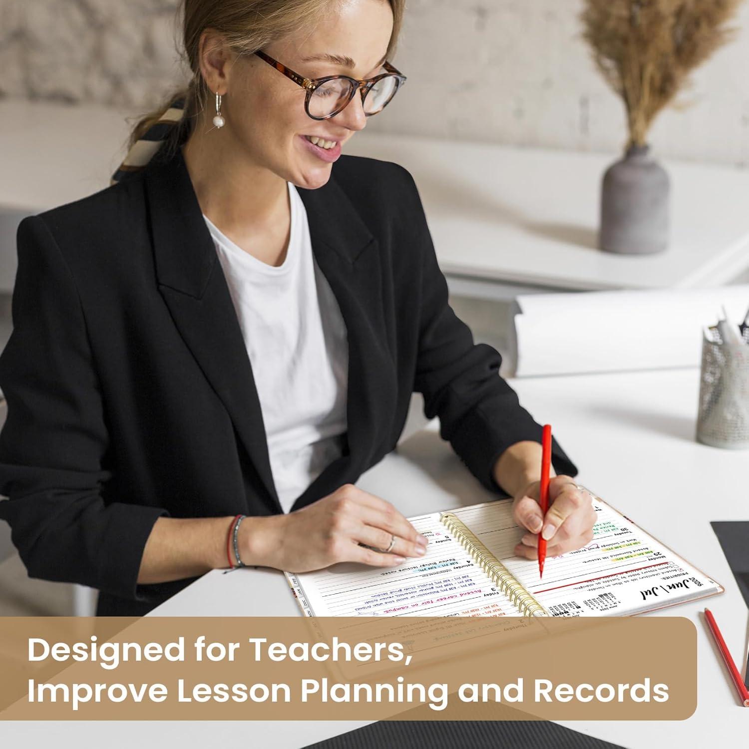 image:imagePlanner 20262027 Academic Year Monthly and Weekly Calendar Planner Jul 2026 Jun 2027 Hardcover Teacher Student Planning Agenda book with Tabs Perfect for School Office Supplies 63 x 85 Wild RoseHLandscape