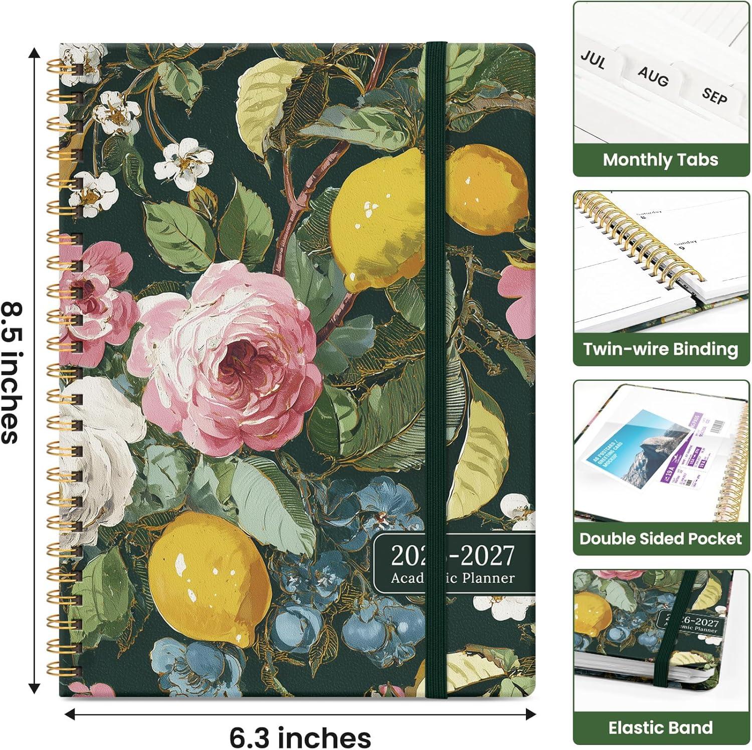 image:imagePlanner 20262027 Academic Year Monthly and Weekly Calendar Planner Jul 2026 Jun 2027 Hardcover Teacher Student Planning Agenda book with Tabs Perfect for School Office Supplies 63 x 85 Wild RosePColorful Painting