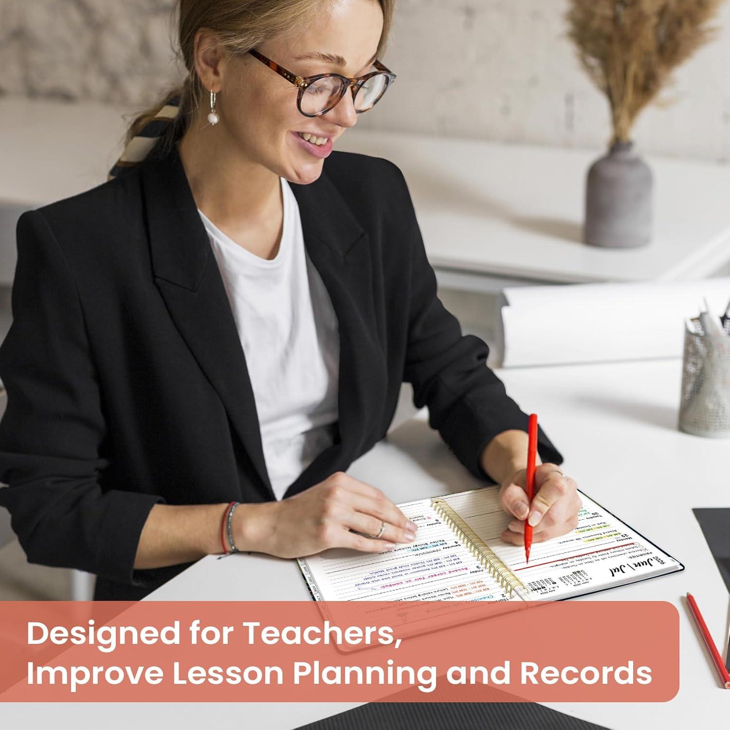 image:imagePlanner 20262027 Academic Year Monthly and Weekly Calendar Planner Jul 2026 Jun 2027 Hardcover Teacher Student Planning Agenda book with Tabs Perfect for School Office Supplies 63 x 85 Wild RoseIHumming Glow