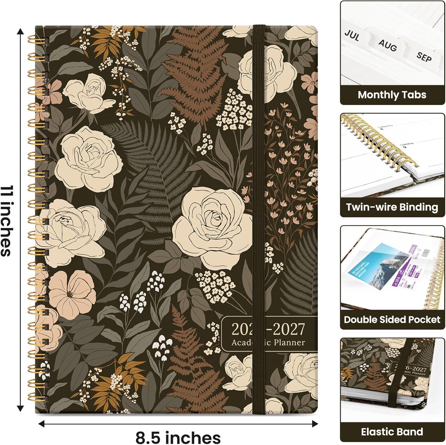 image:imagePlanner 20262027 Academic Year Monthly and Weekly Calendar Planner Jul 2026 Jun 2027 Hardcover Teacher Student Planning Agenda book with Tabs Perfect for School Office Supplies 63 x 85 Wild RoseCWild Rose