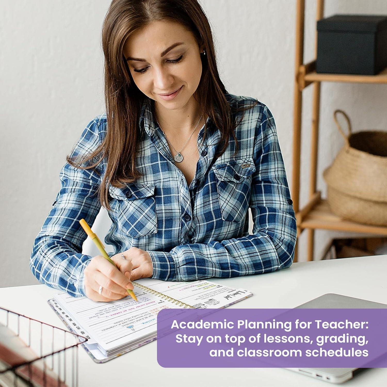 image:imagePlanner 20262027 Academic Year Monthly and Weekly Calendar Planner Jul 2026 Jun 2027 Hardcover Teacher Student Planning Agenda book with Tabs Perfect for School Office Supplies 63 x 85 Wild RoseBPurple Blocks