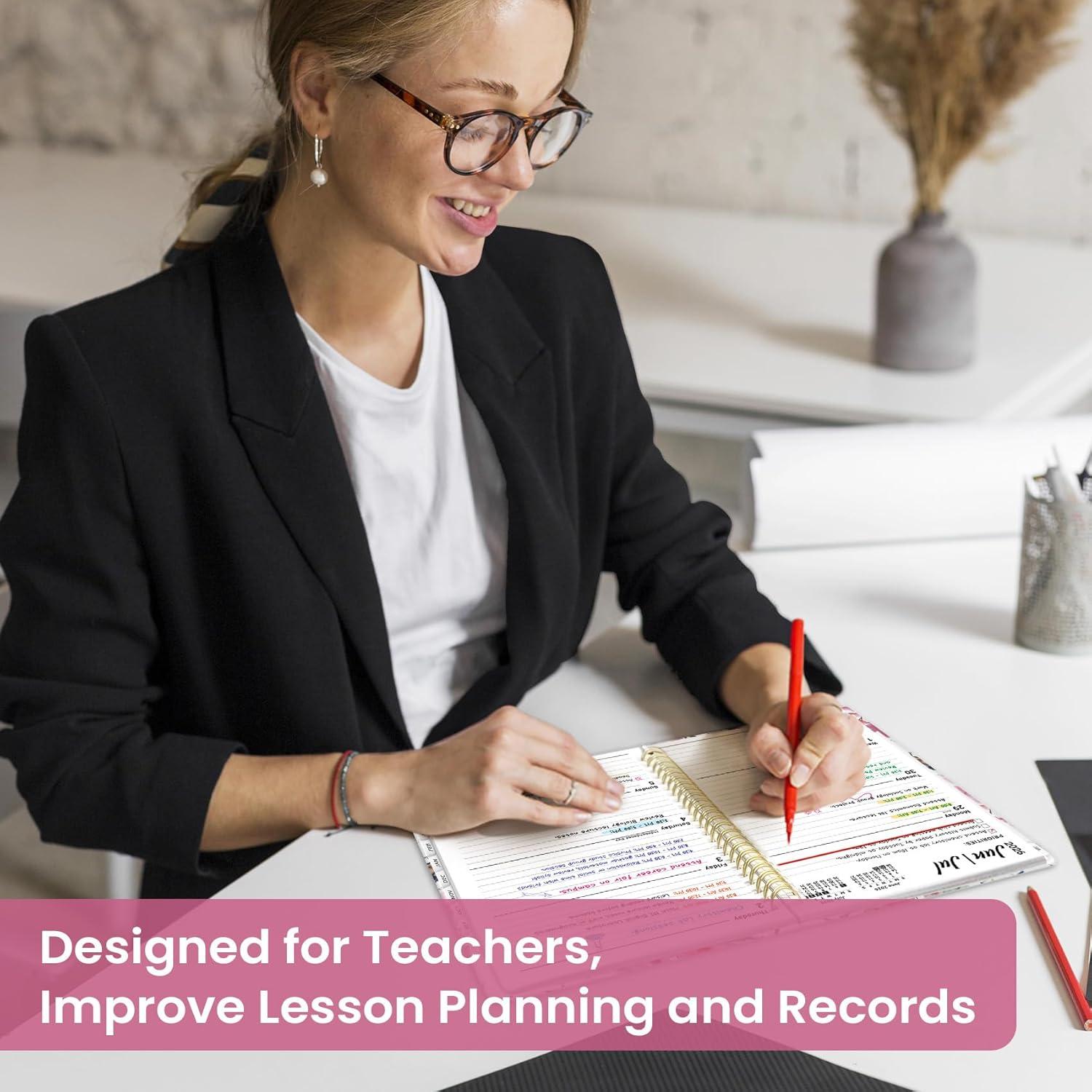 image:imagePlanner 20262027 Academic Year Monthly and Weekly Calendar Planner Jul 2026 Jun 2027 Hardcover Teacher Student Planning Agenda book with Tabs Perfect for School Office Supplies 63 x 85 Wild RoseLSongbird Bloom