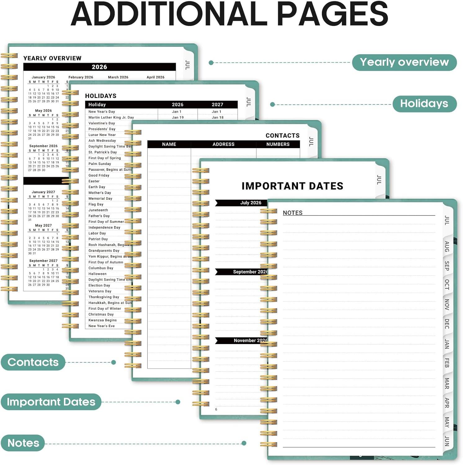 image:imagePlanner 20262027 Academic Year Monthly and Weekly Calendar Planner Jul 2026 Jun 2027 Hardcover Teacher Student Planning Agenda book with Tabs Perfect for School Office Supplies 63 x 85 Wild RoseGDepths Whale