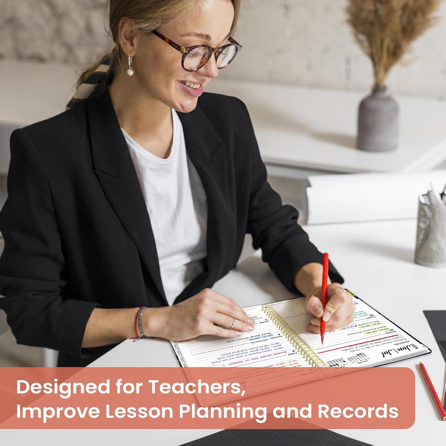 image:imagePlanner 20262027 Academic Year Monthly and Weekly Calendar Planner Jul 2026 Jun 2027 Hardcover Teacher Student Planning Agenda book with Tabs Perfect for School Office Supplies 63 x 85 Wild RoseIHumming Glow