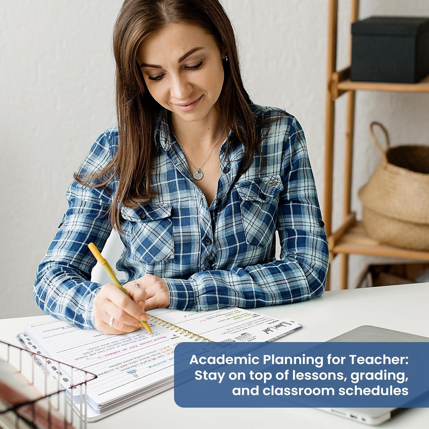 image:imagePlanner 20262027 Academic Year Monthly and Weekly Calendar Planner Jul 2026 Jun 2027 Hardcover Teacher Student Planning Agenda book with Tabs Perfect for School Office Supplies 63 x 85 Wild RoseBBlue Elegance