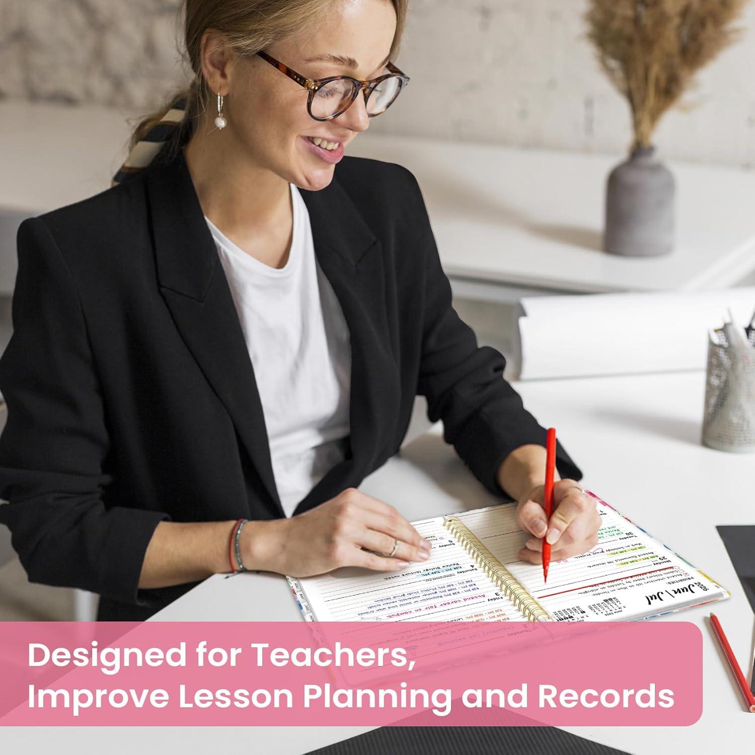 image:imagePlanner 20262027 Academic Year Monthly and Weekly Calendar Planner Jul 2026 Jun 2027 Hardcover Teacher Student Planning Agenda book with Tabs Perfect for School Office Supplies 63 x 85 Wild RoseBBloom Floral