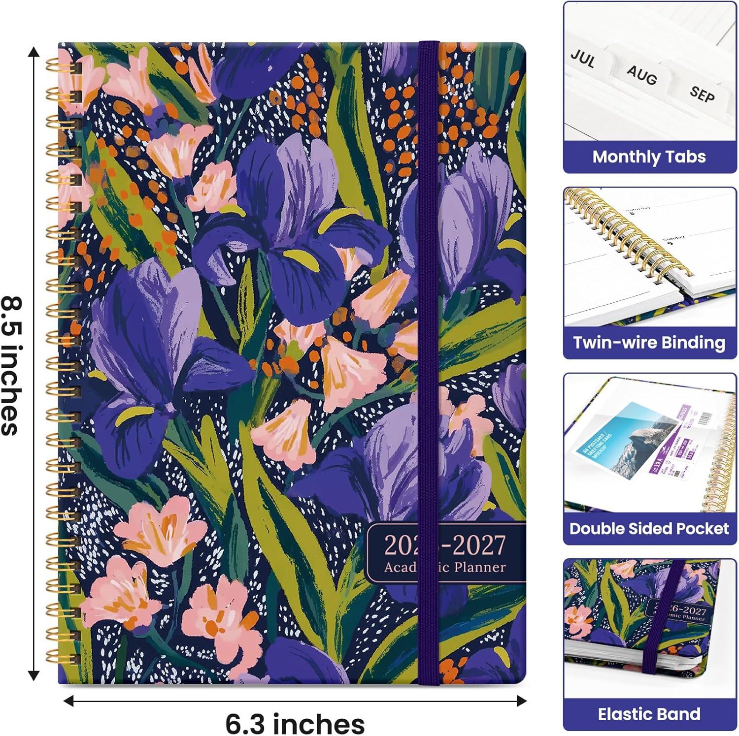 image:imagePlanner 20262027 Academic Year Monthly and Weekly Calendar Planner Jul 2026 Jun 2027 Hardcover Teacher Student Planning Agenda book with Tabs Perfect for School Office Supplies 63 x 85 Wild RoseVPetal Rhythm