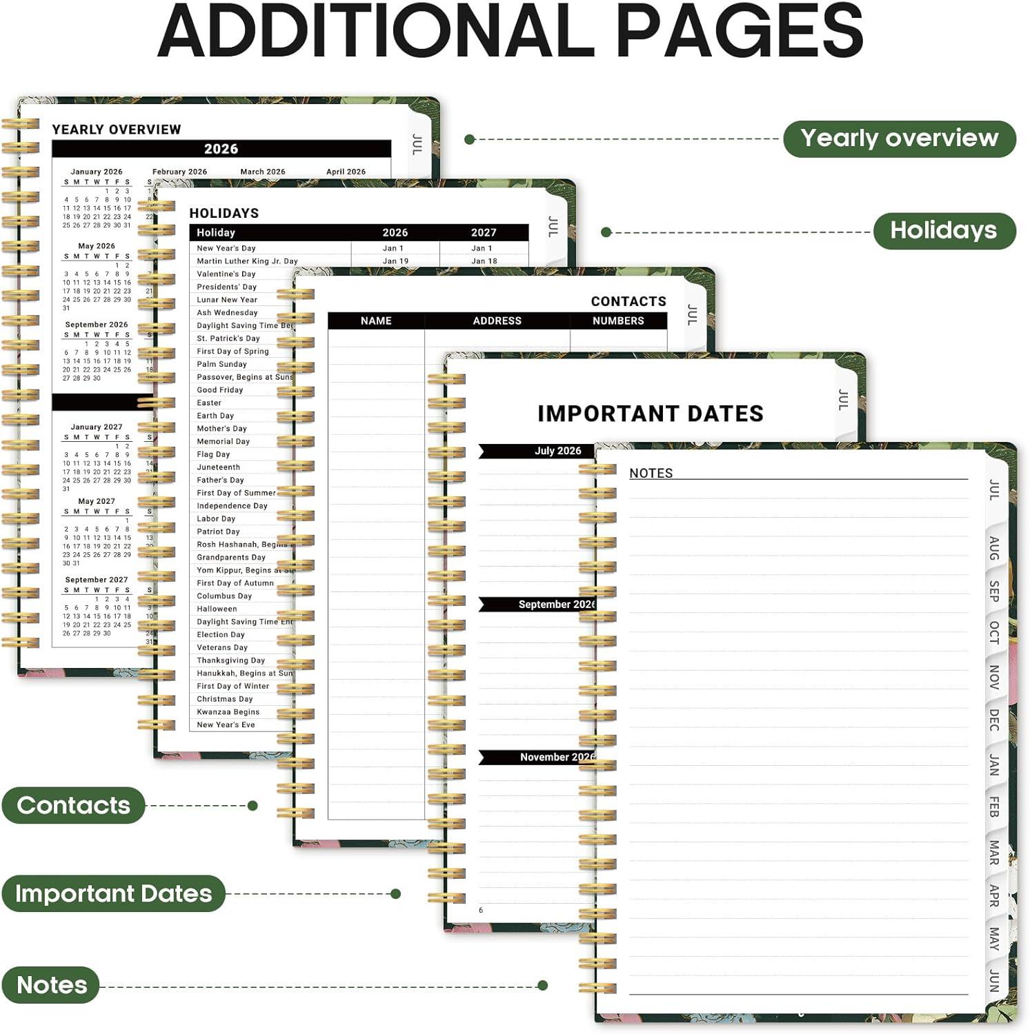 image:imagePlanner 20262027 Academic Year Monthly and Weekly Calendar Planner Jul 2026 Jun 2027 Hardcover Teacher Student Planning Agenda book with Tabs Perfect for School Office Supplies 63 x 85 Wild RosePColorful Painting