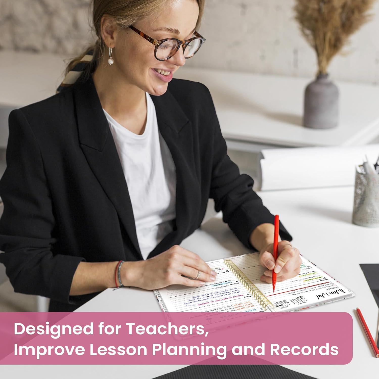 image:imagePlanner 20262027 Academic Year Monthly and Weekly Calendar Planner Jul 2026 Jun 2027 Hardcover Teacher Student Planning Agenda book with Tabs Perfect for School Office Supplies 63 x 85 Wild RoseLSongbird Bloom