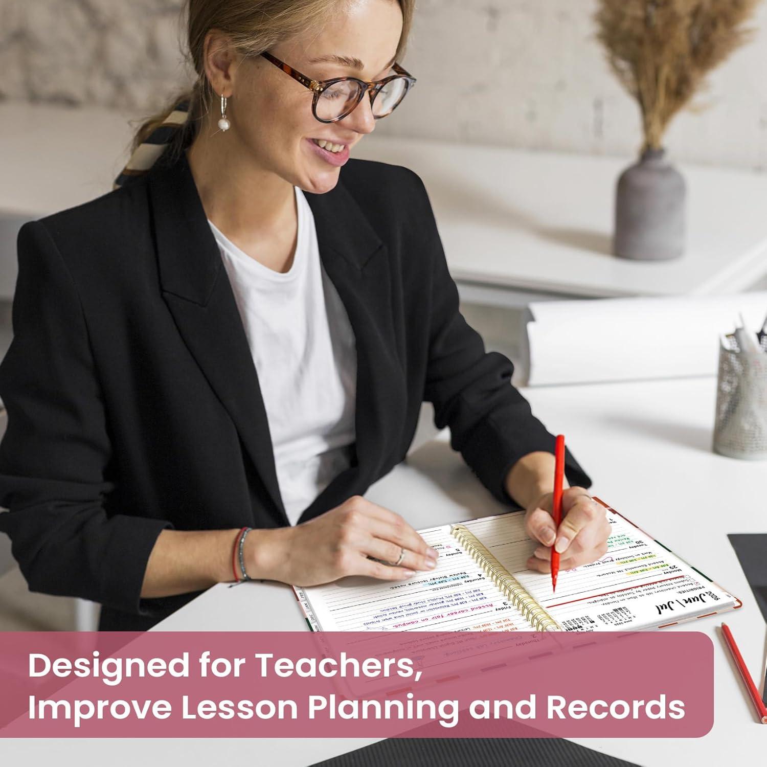 image:imagePlanner 20262027 Academic Year Monthly and Weekly Calendar Planner Jul 2026 Jun 2027 Hardcover Teacher Student Planning Agenda book with Tabs Perfect for School Office Supplies 63 x 85 Wild RoseFCheckered