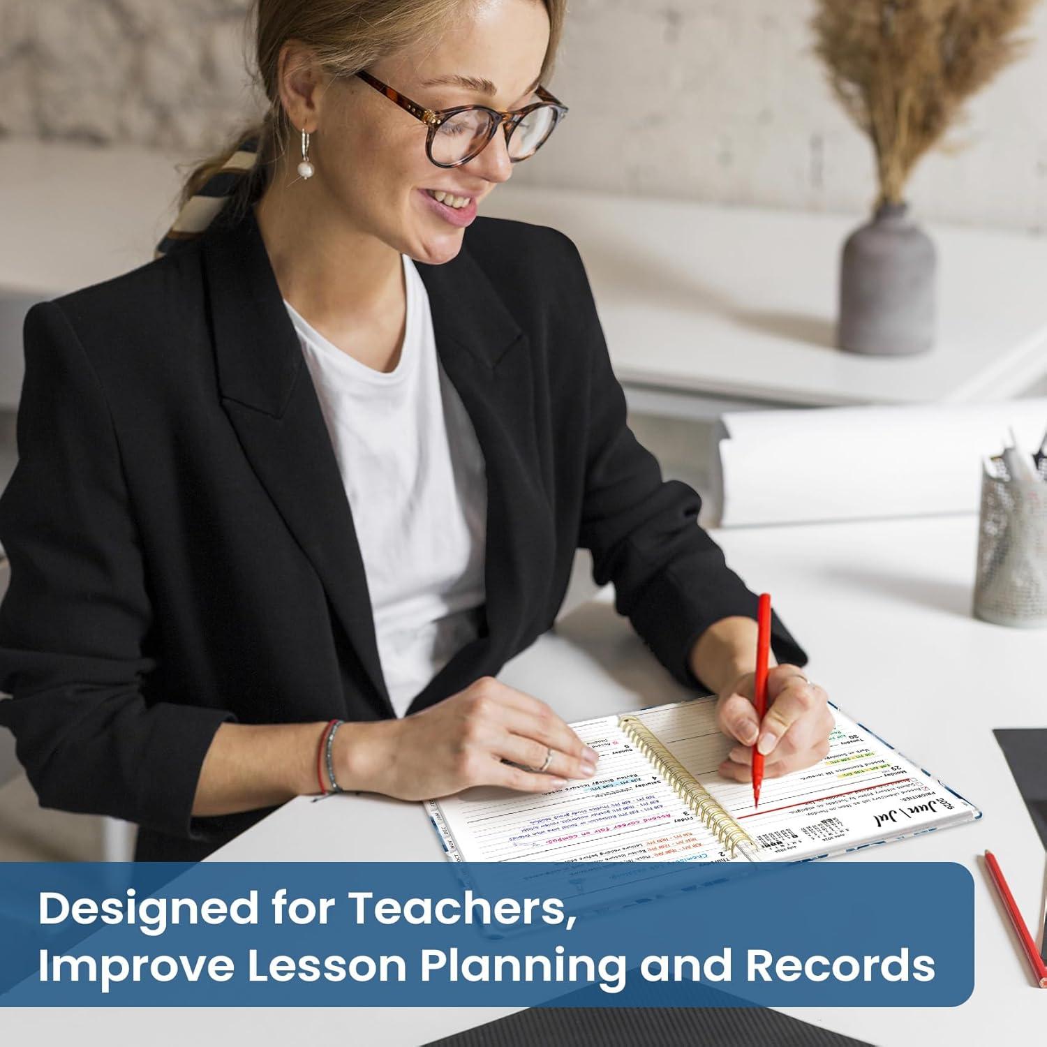 image:imagePlanner 20262027 Academic Year Monthly and Weekly Calendar Planner Jul 2026 Jun 2027 Hardcover Teacher Student Planning Agenda book with Tabs Perfect for School Office Supplies 63 x 85 Wild RoseNWatercolor Petal