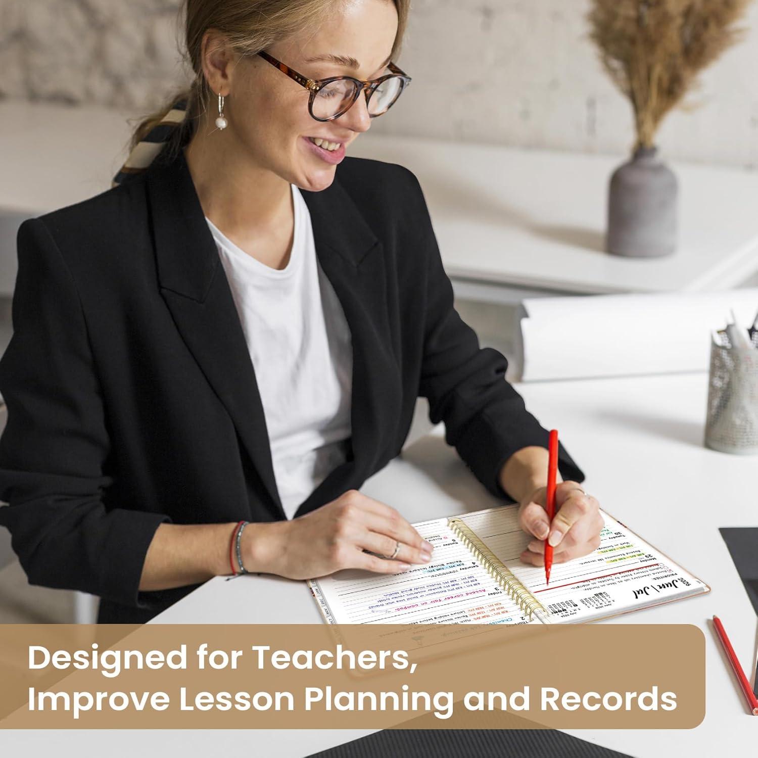 image:imagePlanner 20262027 Academic Year Monthly and Weekly Calendar Planner Jul 2026 Jun 2027 Hardcover Teacher Student Planning Agenda book with Tabs Perfect for School Office Supplies 63 x 85 Wild RoseHLandscape