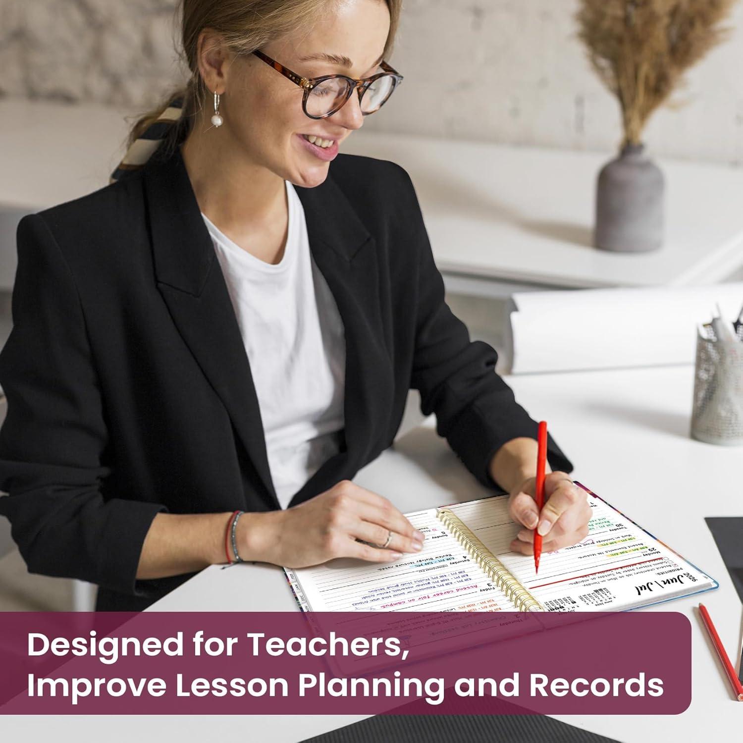 image:imagePlanner 20262027 Academic Year Monthly and Weekly Calendar Planner Jul 2026 Jun 2027 Hardcover Teacher Student Planning Agenda book with Tabs Perfect for School Office Supplies 63 x 85 Wild RoseMRadiant Pastures