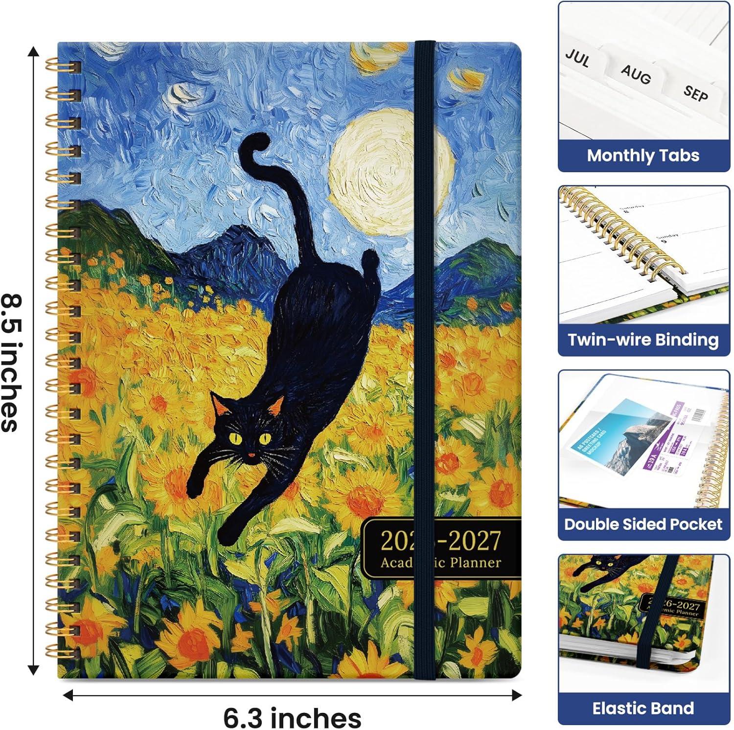 image:imagePlanner 20262027 Academic Year Monthly and Weekly Calendar Planner Jul 2026 Jun 2027 Hardcover Teacher Student Planning Agenda book with Tabs Perfect for School Office Supplies 63 x 85 Wild RoseZMidnight Stroll