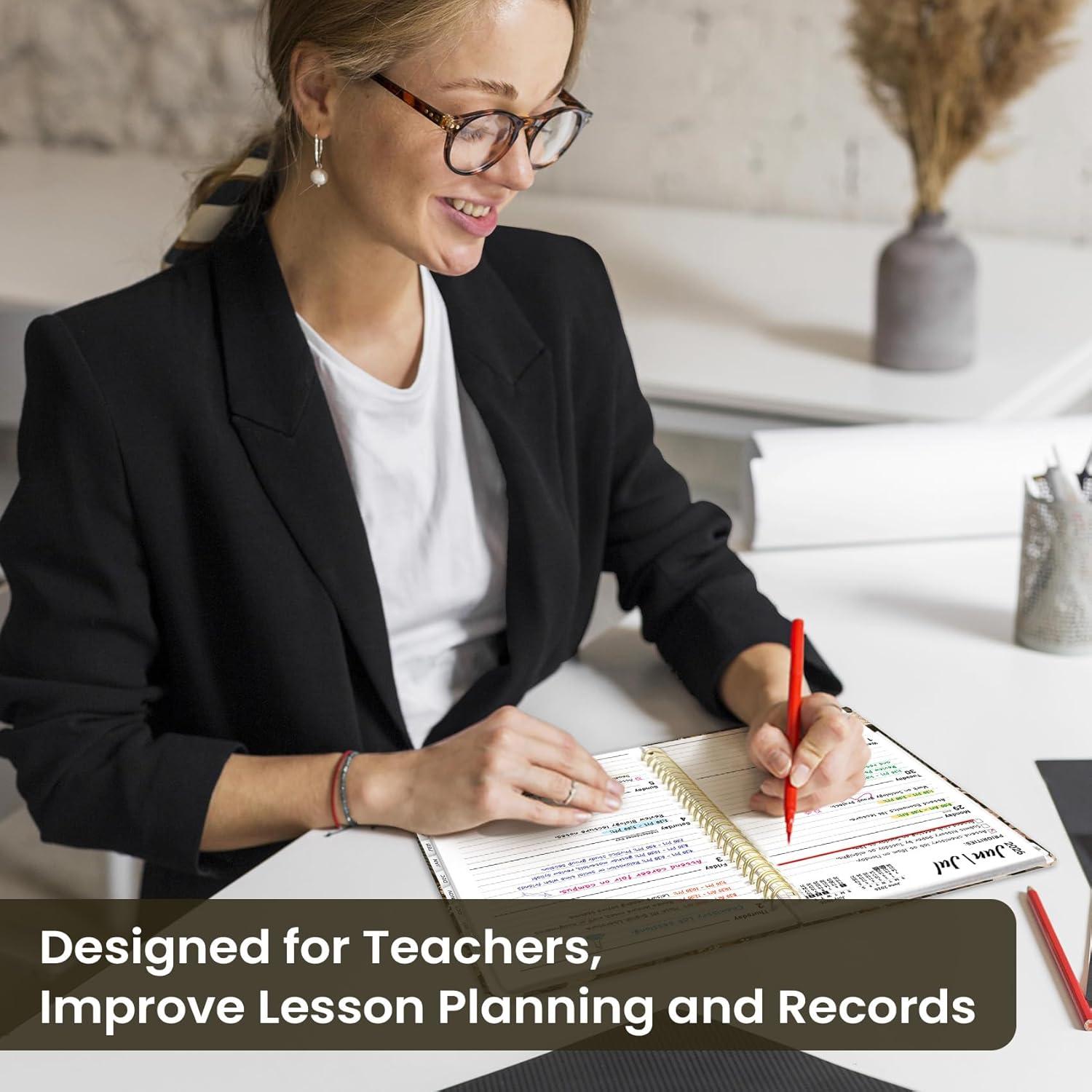 image:imagePlanner 20262027 Academic Year Monthly and Weekly Calendar Planner Jul 2026 Jun 2027 Hardcover Teacher Student Planning Agenda book with Tabs Perfect for School Office Supplies 63 x 85 Wild RoseCWild Rose