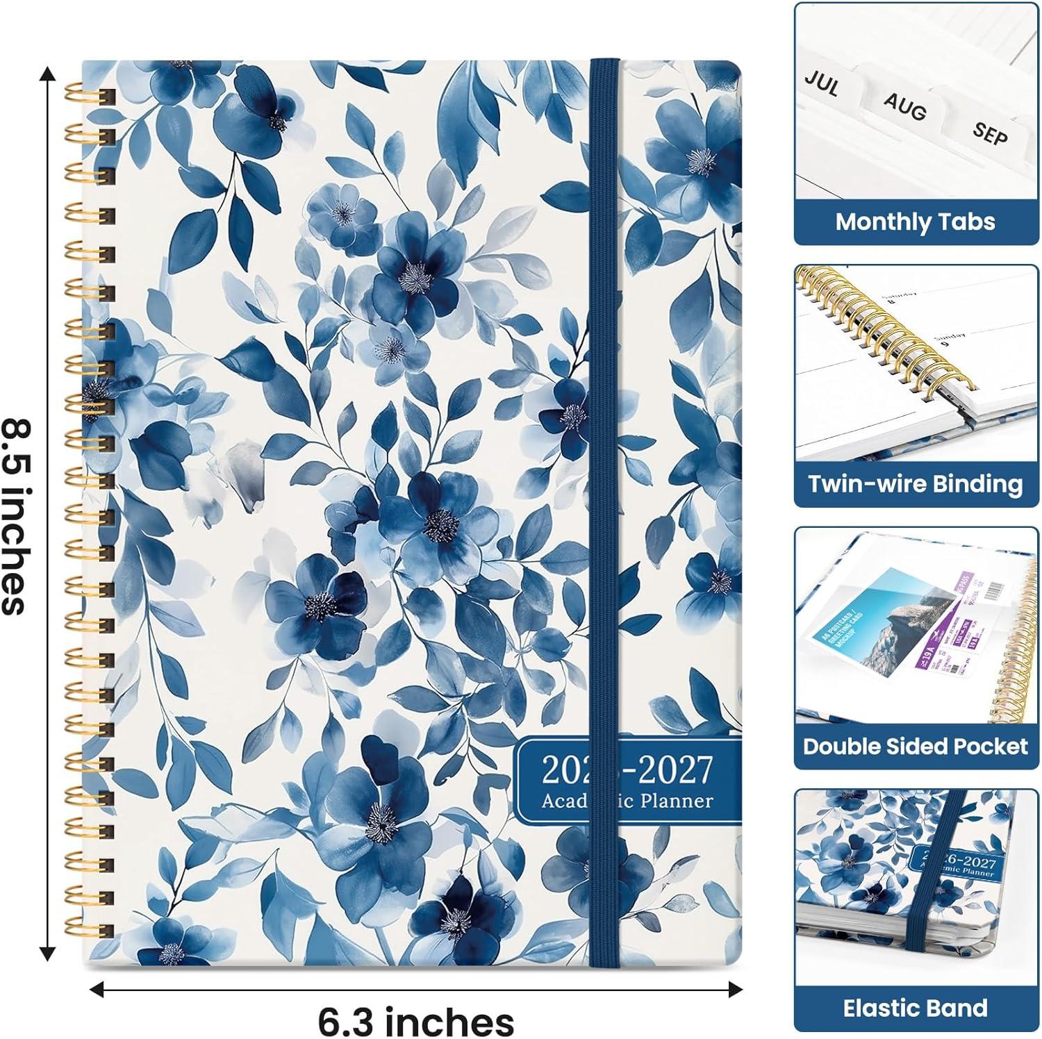 image:imagePlanner 20262027 Academic Year Monthly and Weekly Calendar Planner Jul 2026 Jun 2027 Hardcover Teacher Student Planning Agenda book with Tabs Perfect for School Office Supplies 63 x 85 Wild RoseNWatercolor Petal
