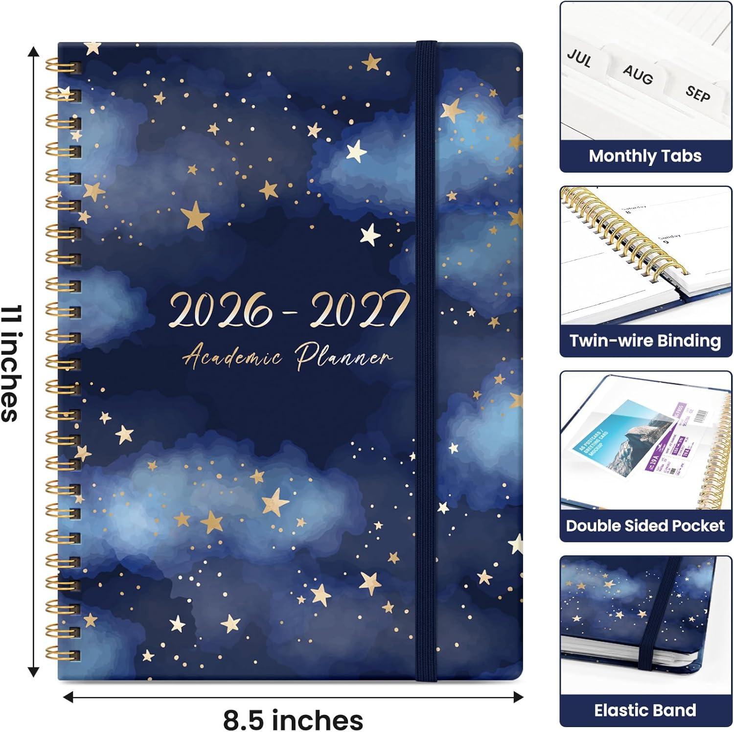 image:imagePlanner 20262027 Academic Year Monthly and Weekly Calendar Planner Jul 2026 Jun 2027 Hardcover Teacher Student Planning Agenda book with Tabs Perfect for School Office Supplies 63 x 85 Wild RoseJStarry Night