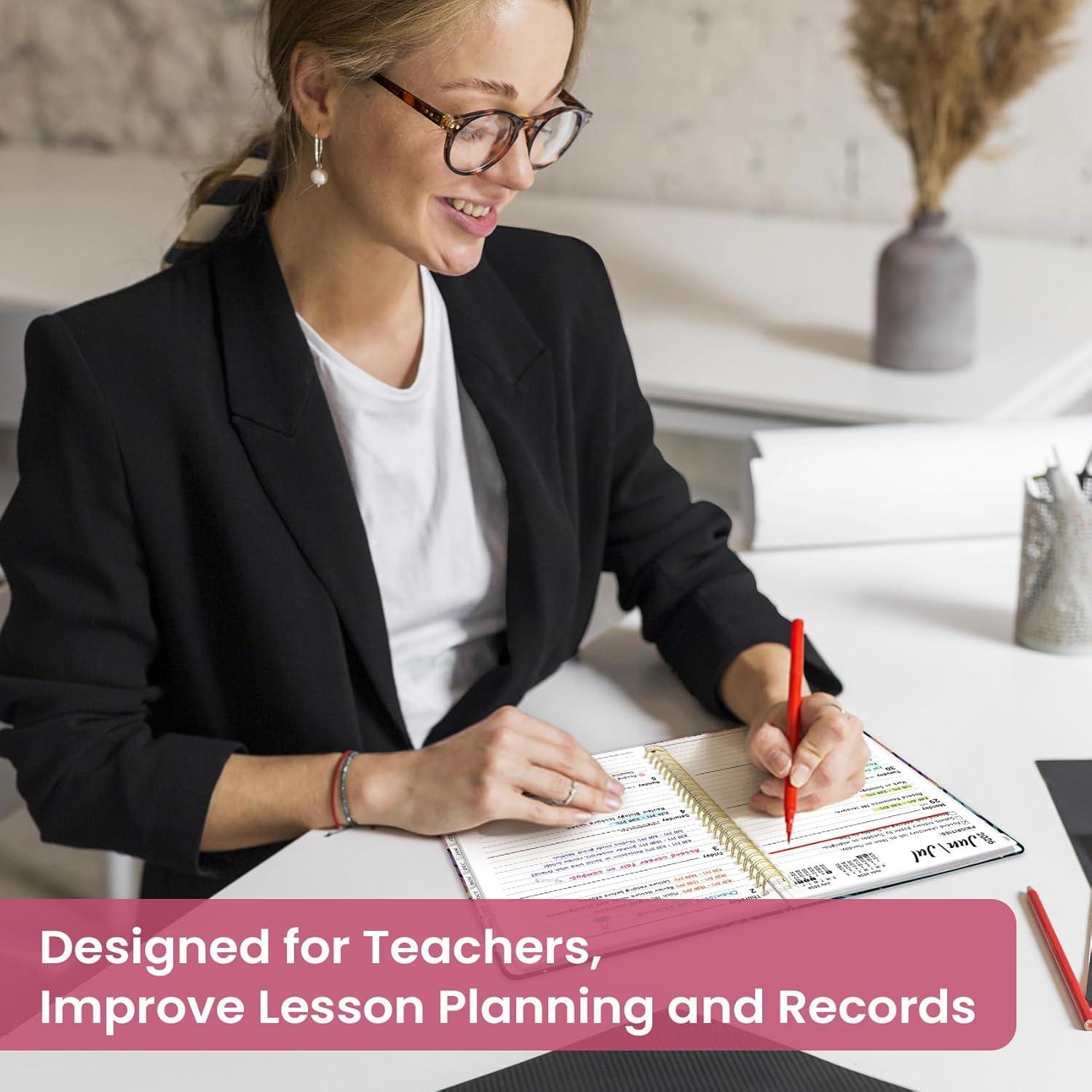 image:imagePlanner 20262027 Academic Year Monthly and Weekly Calendar Planner Jul 2026 Jun 2027 Hardcover Teacher Student Planning Agenda book with Tabs Perfect for School Office Supplies 63 x 85 Wild RoseKJellyfish