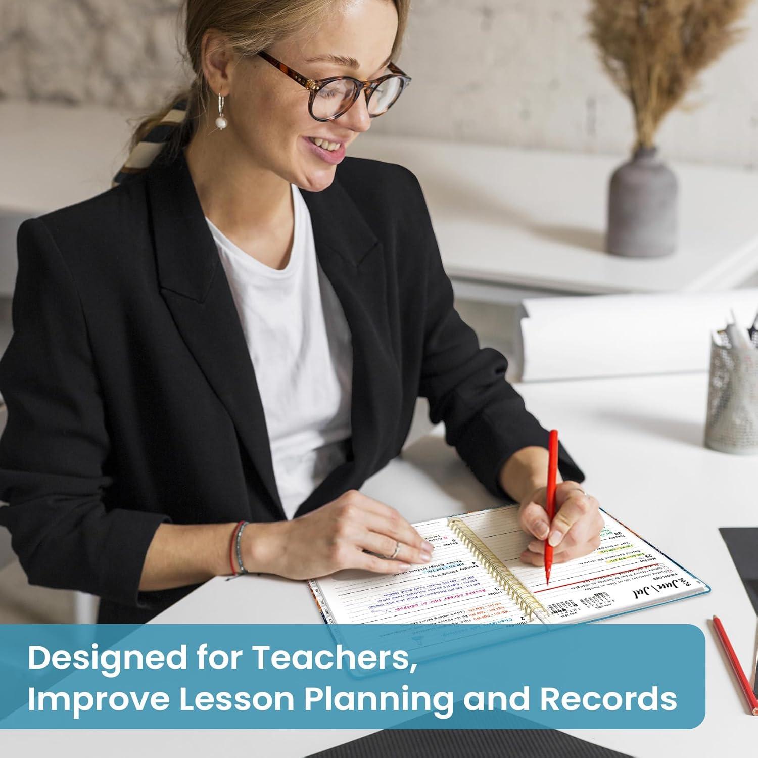 image:imagePlanner 20262027 Academic Year Monthly and Weekly Calendar Planner Jul 2026 Jun 2027 Hardcover Teacher Student Planning Agenda book with Tabs Perfect for School Office Supplies 63 x 85 Wild RoseYDeep Bearings