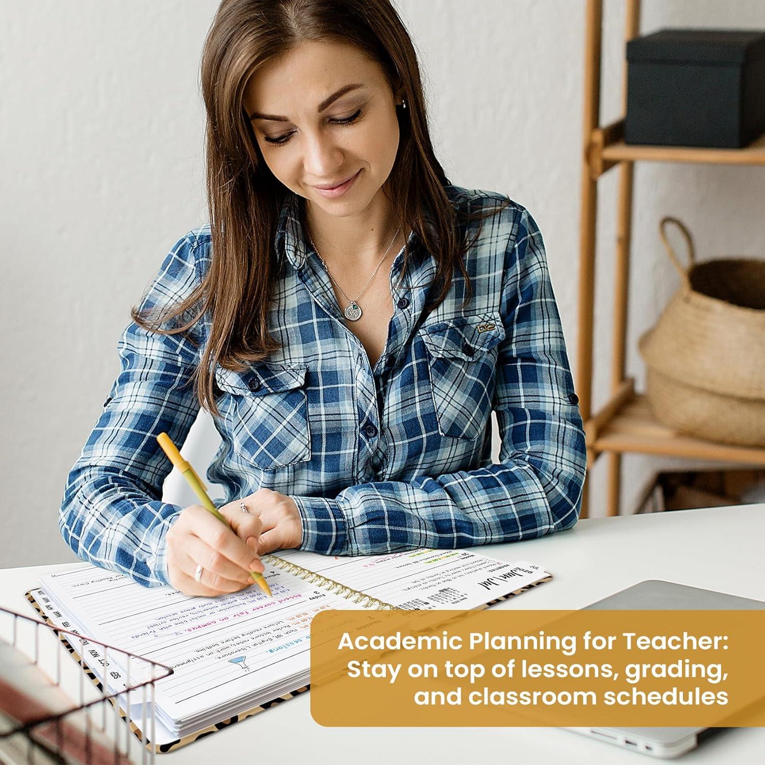 image:imagePlanner 20262027 Academic Year Monthly and Weekly Calendar Planner Jul 2026 Jun 2027 Hardcover Teacher Student Planning Agenda book with Tabs Perfect for School Office Supplies 63 x 85 Wild RoseBLeopard