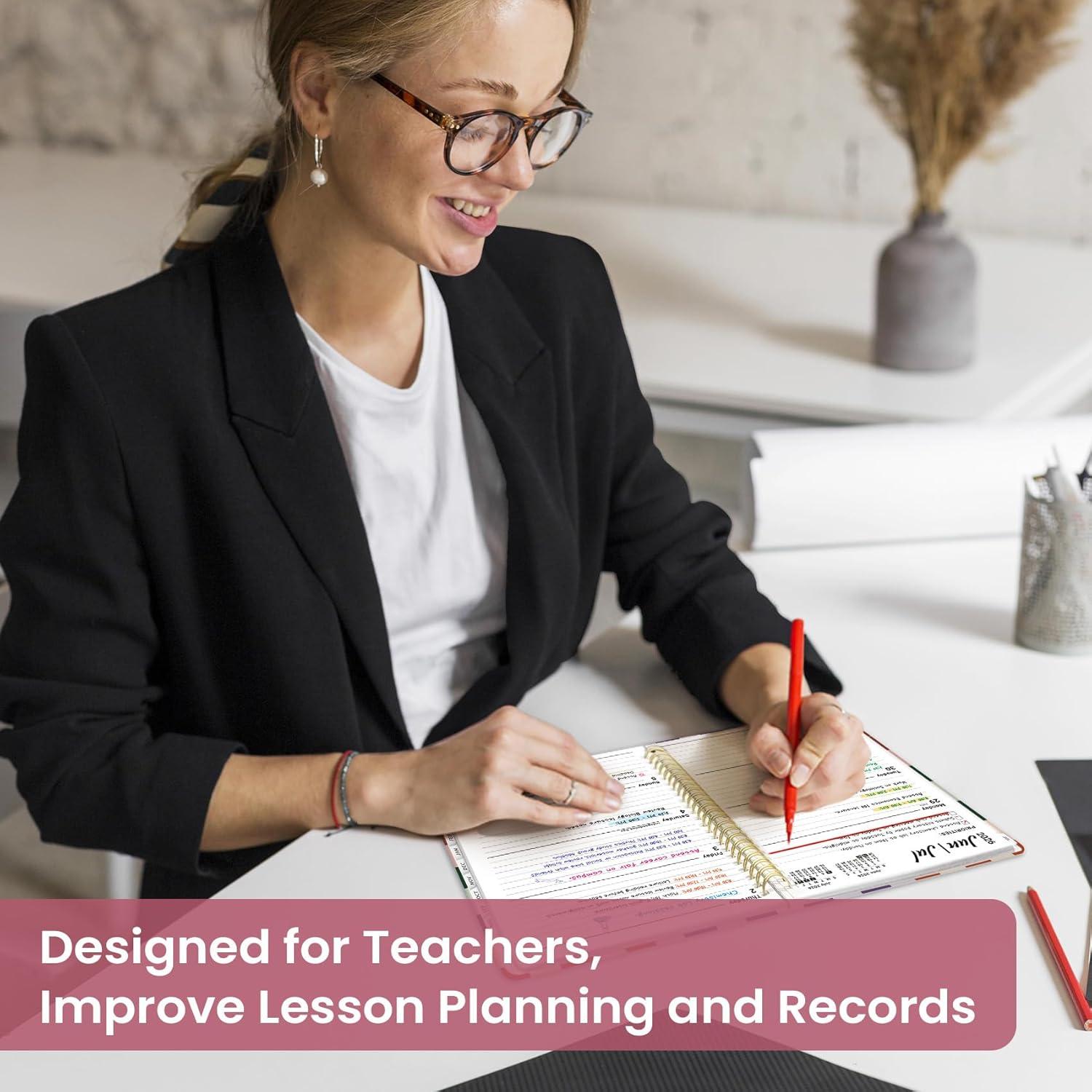 image:imagePlanner 20262027 Academic Year Monthly and Weekly Calendar Planner Jul 2026 Jun 2027 Hardcover Teacher Student Planning Agenda book with Tabs Perfect for School Office Supplies 63 x 85 Wild RoseFCheckered