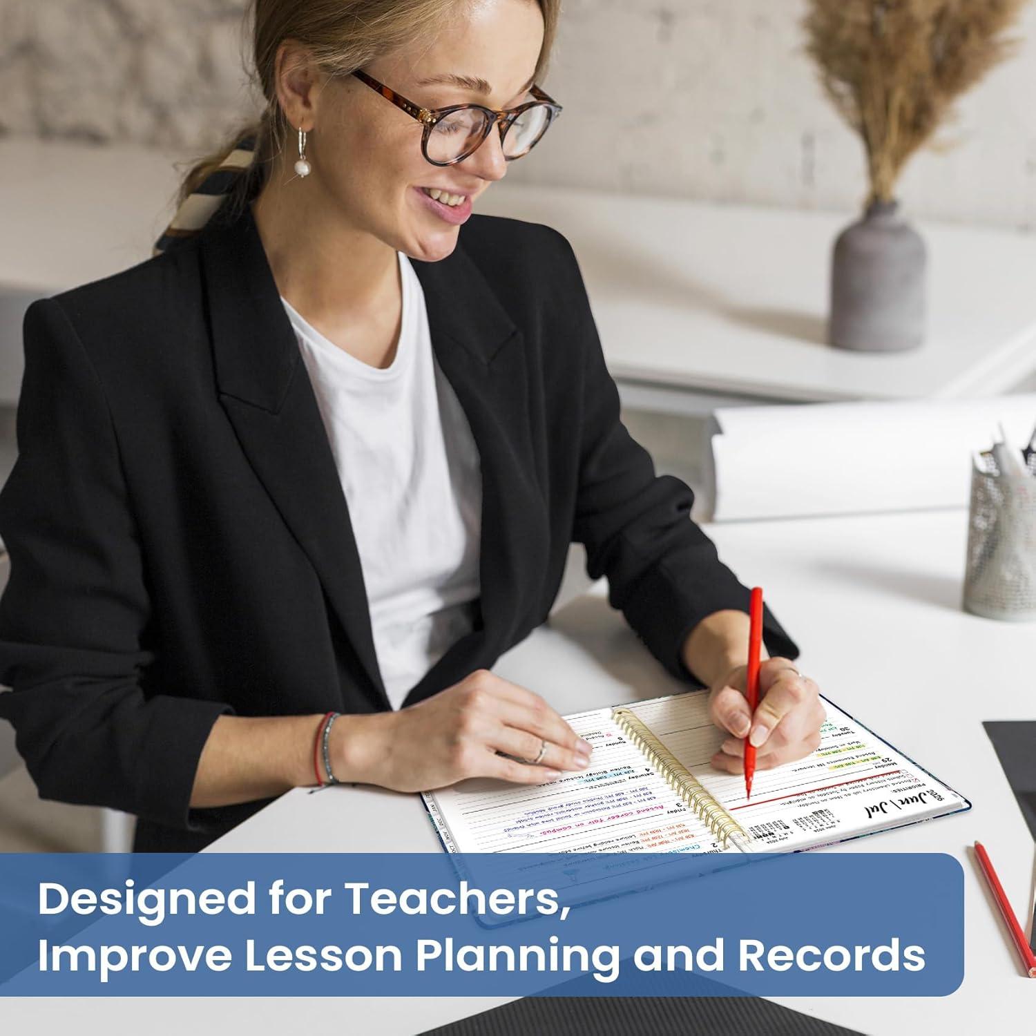image:imagePlanner 20262027 Academic Year Monthly and Weekly Calendar Planner Jul 2026 Jun 2027 Hardcover Teacher Student Planning Agenda book with Tabs Perfect for School Office Supplies 63 x 85 Wild RoseWMidnight Cranes